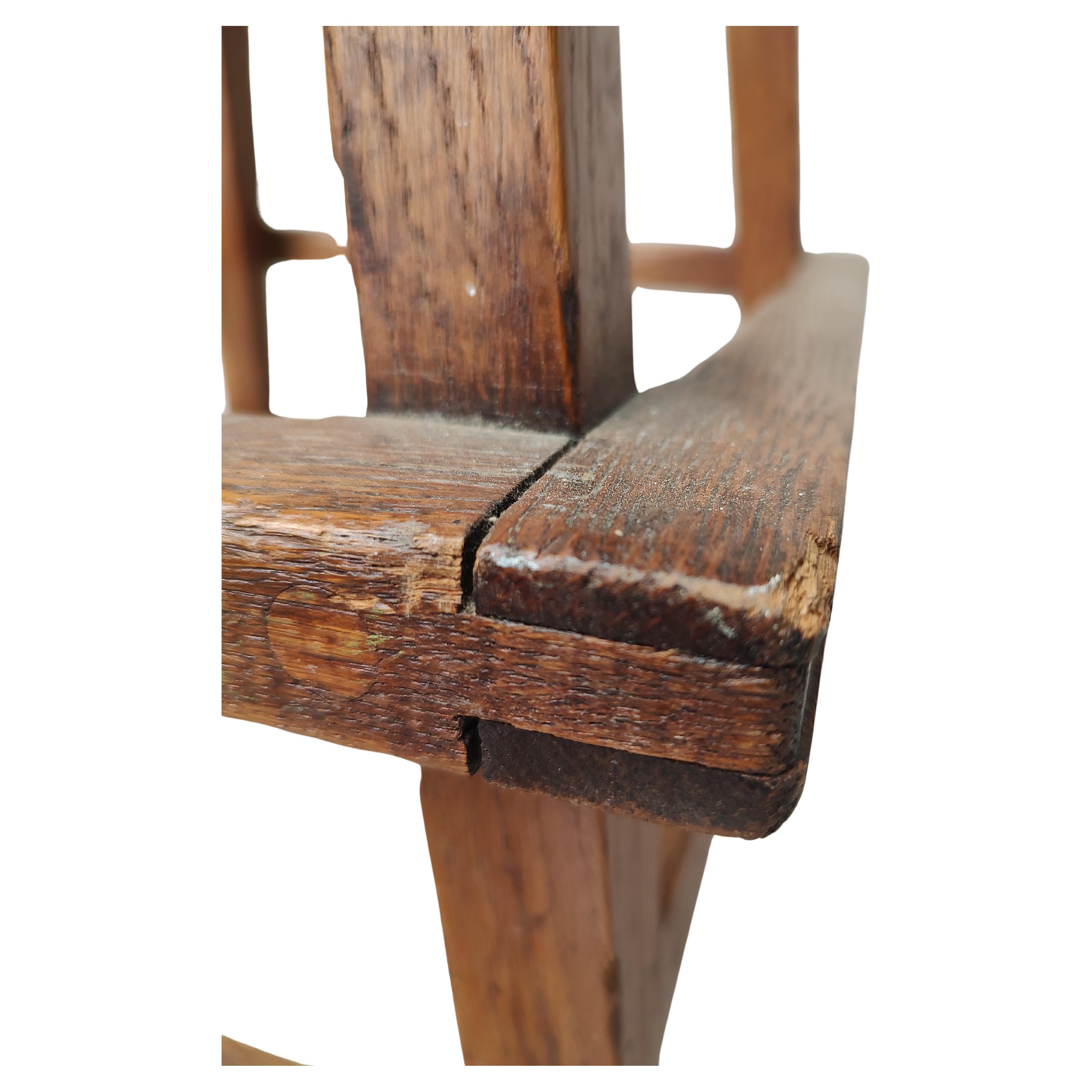 Américain Arts & Crafts Mission Style Oak Drafting Table Stool C1925 en vente