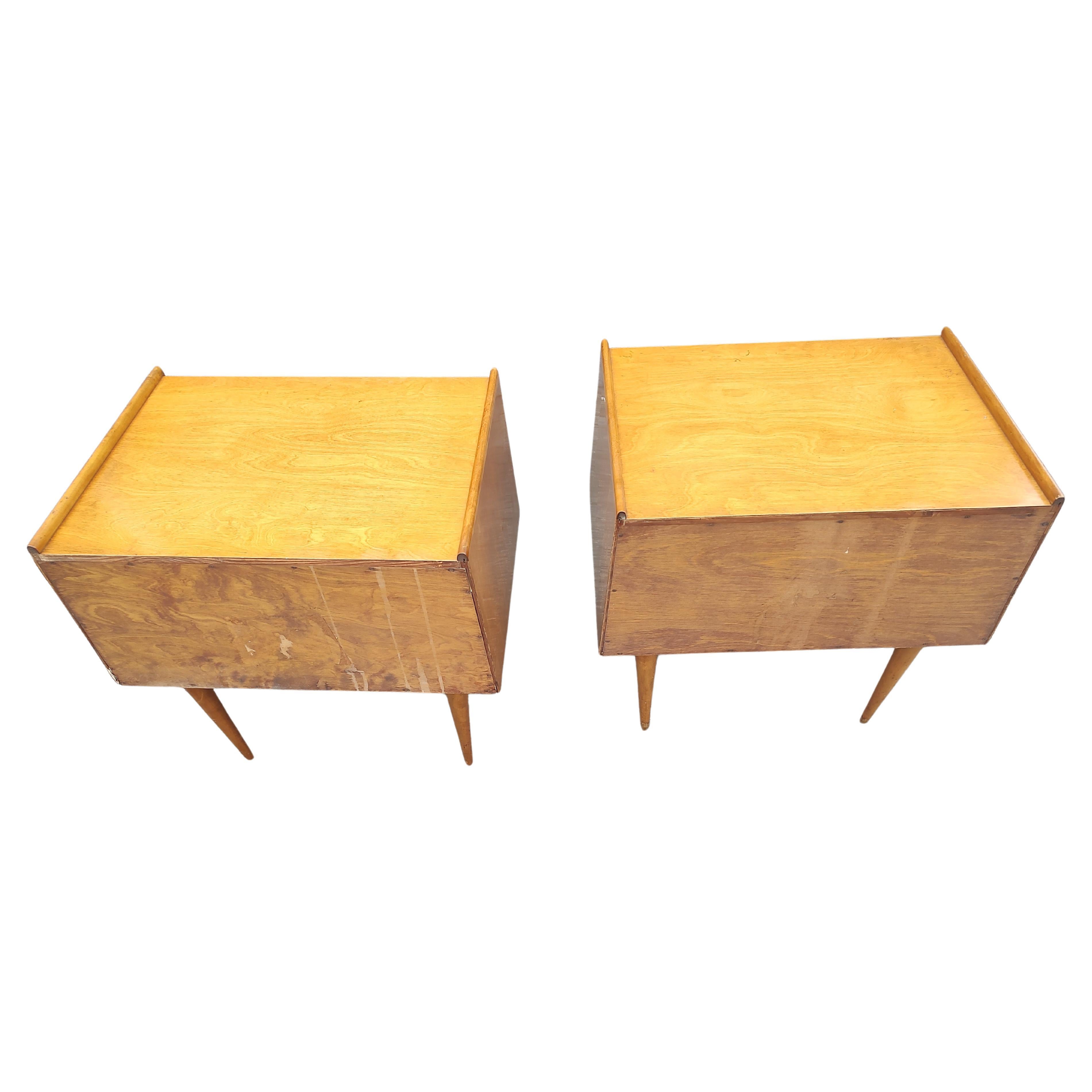 Hand-Crafted Pair of Mid Century Modern Night Stands in Birch by Edmond Spence Sweden C1953 For Sale