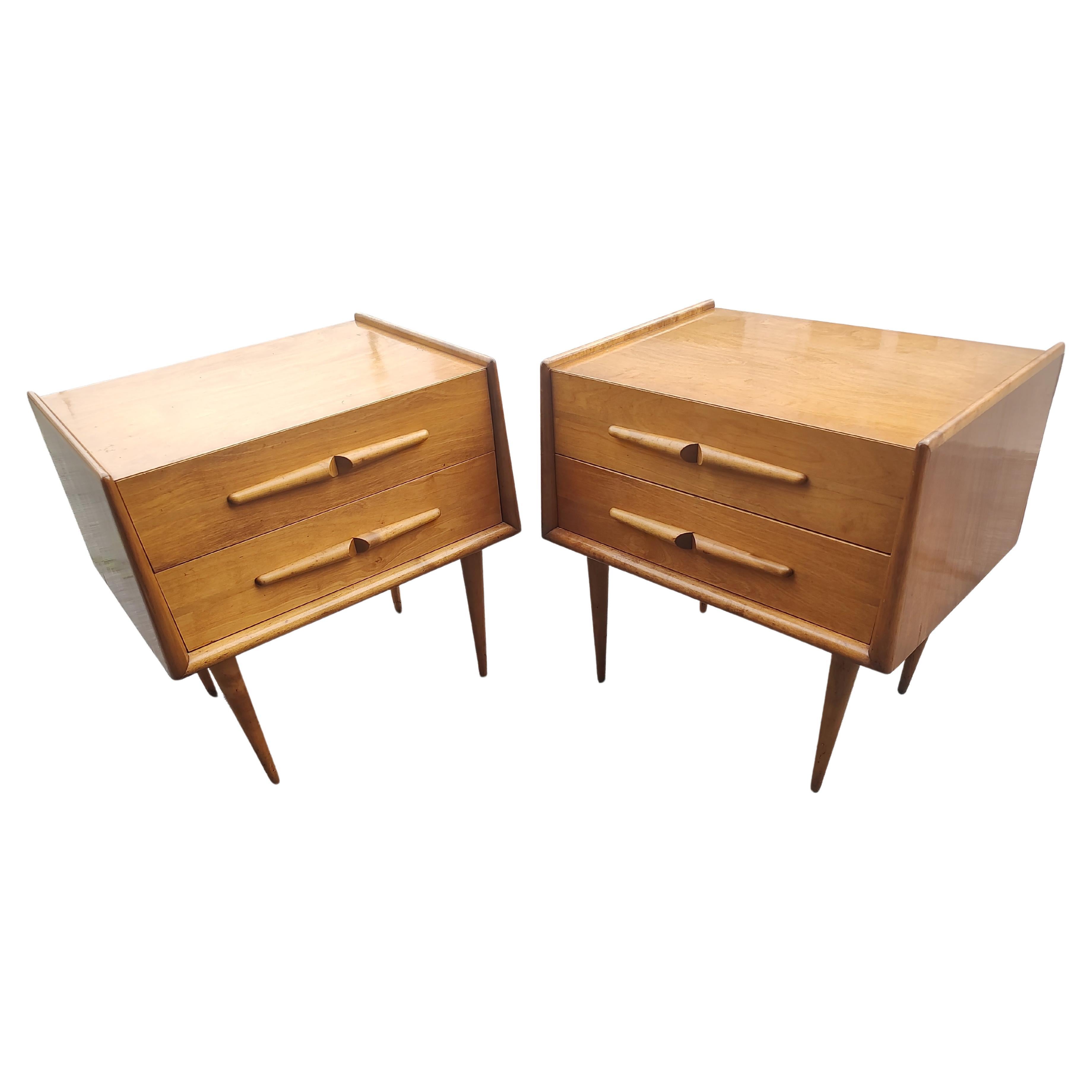 Pair of Mid Century Modern Night Stands in Birch by Edmond Spence Sweden C1953 For Sale