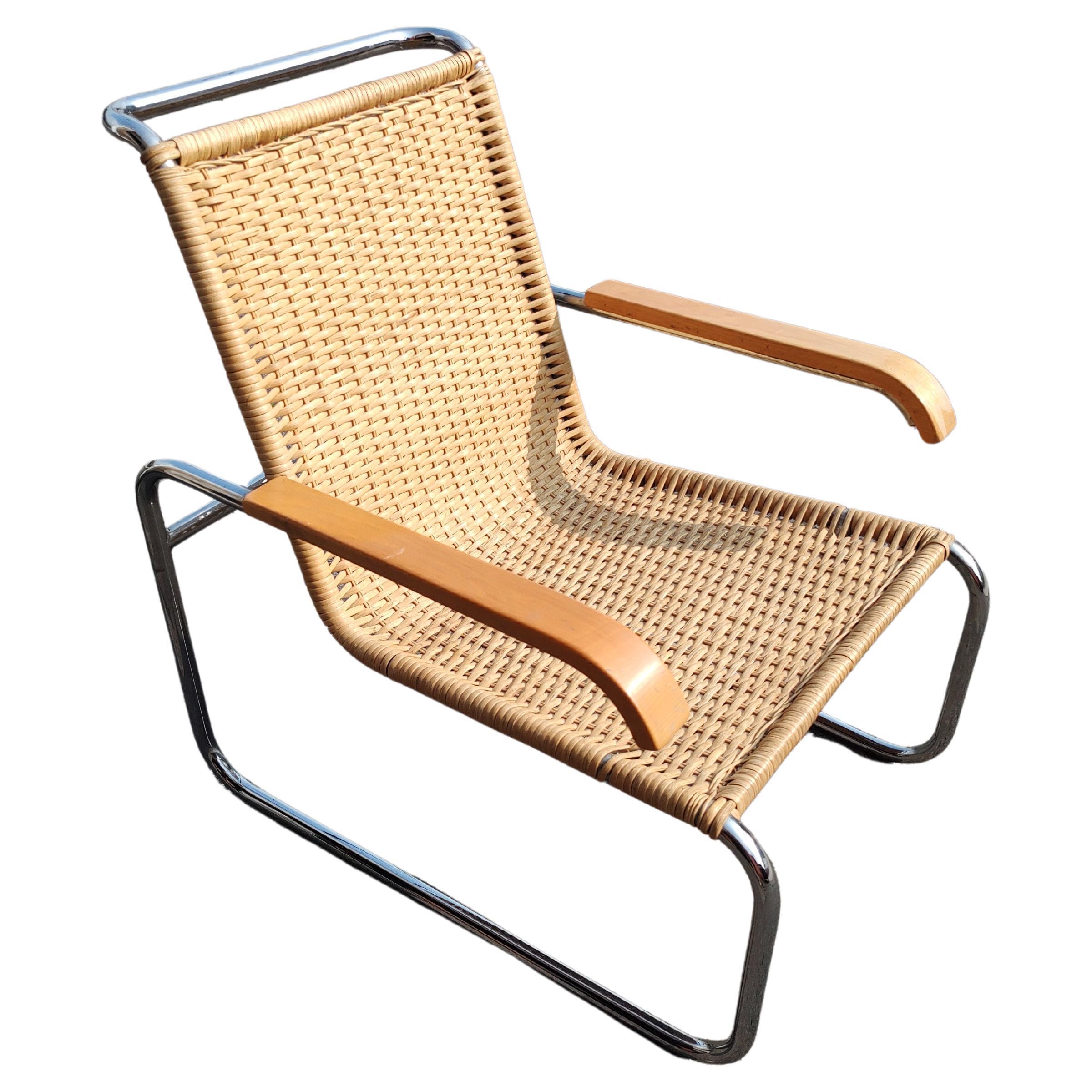 Mid Century Modern Sculptural Lounge Chair B-35 by Marcel Breuer ICF Germany For Sale