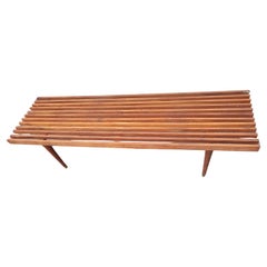 Vintage Mid Century Modern Sculptural Slatted Teak Cocktail Table style George Nelson