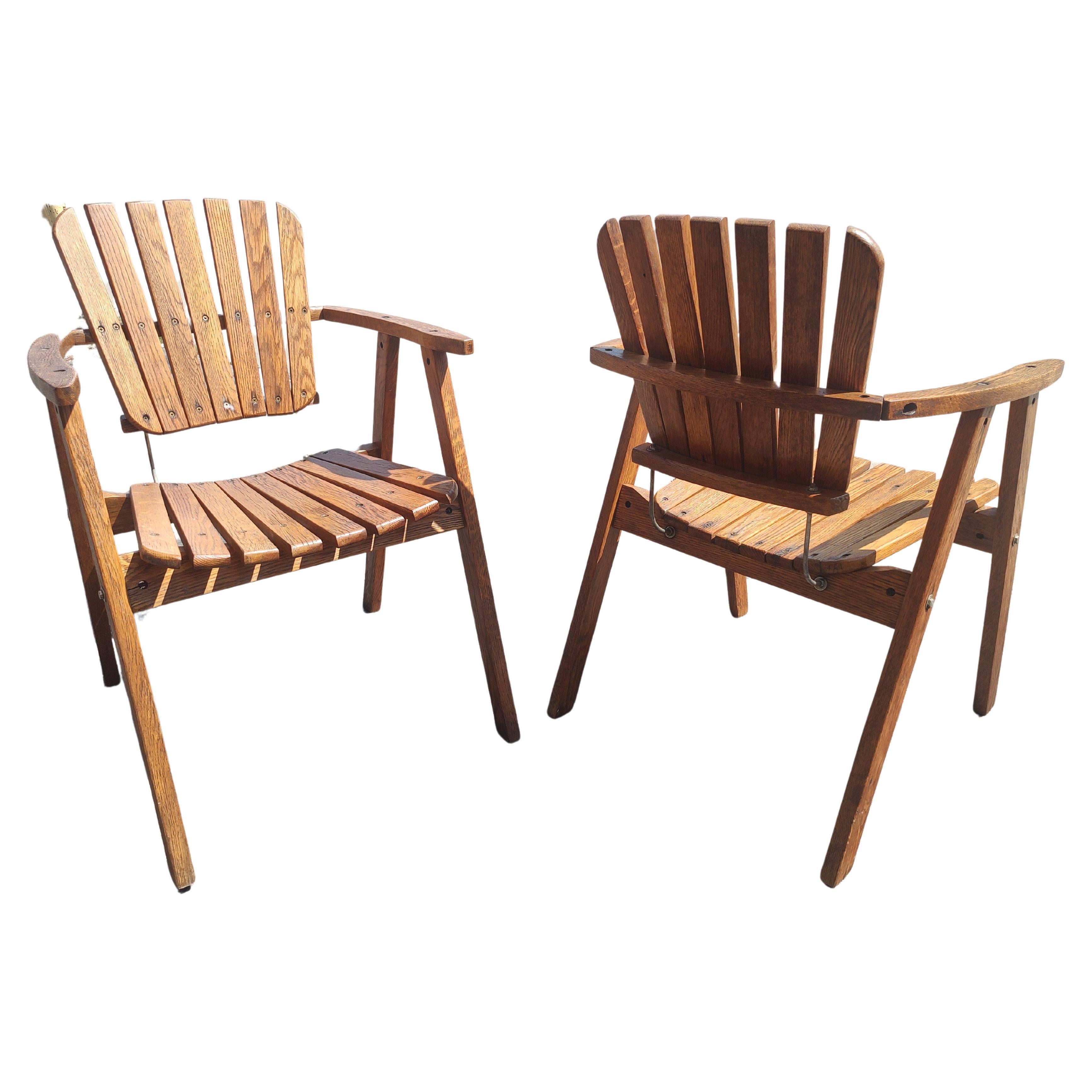 Pair of Mid Century Oak Slatted Armchairs style of Martin Eisler & Carlo Hauner In Good Condition For Sale In Port Jervis, NY