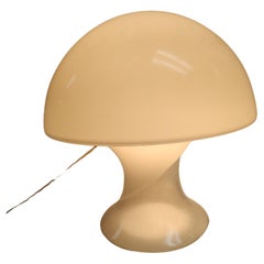 Vintage Mid Century Modern Sculptural Mushroom Table Lamp Clear to White Milk Glass 1975