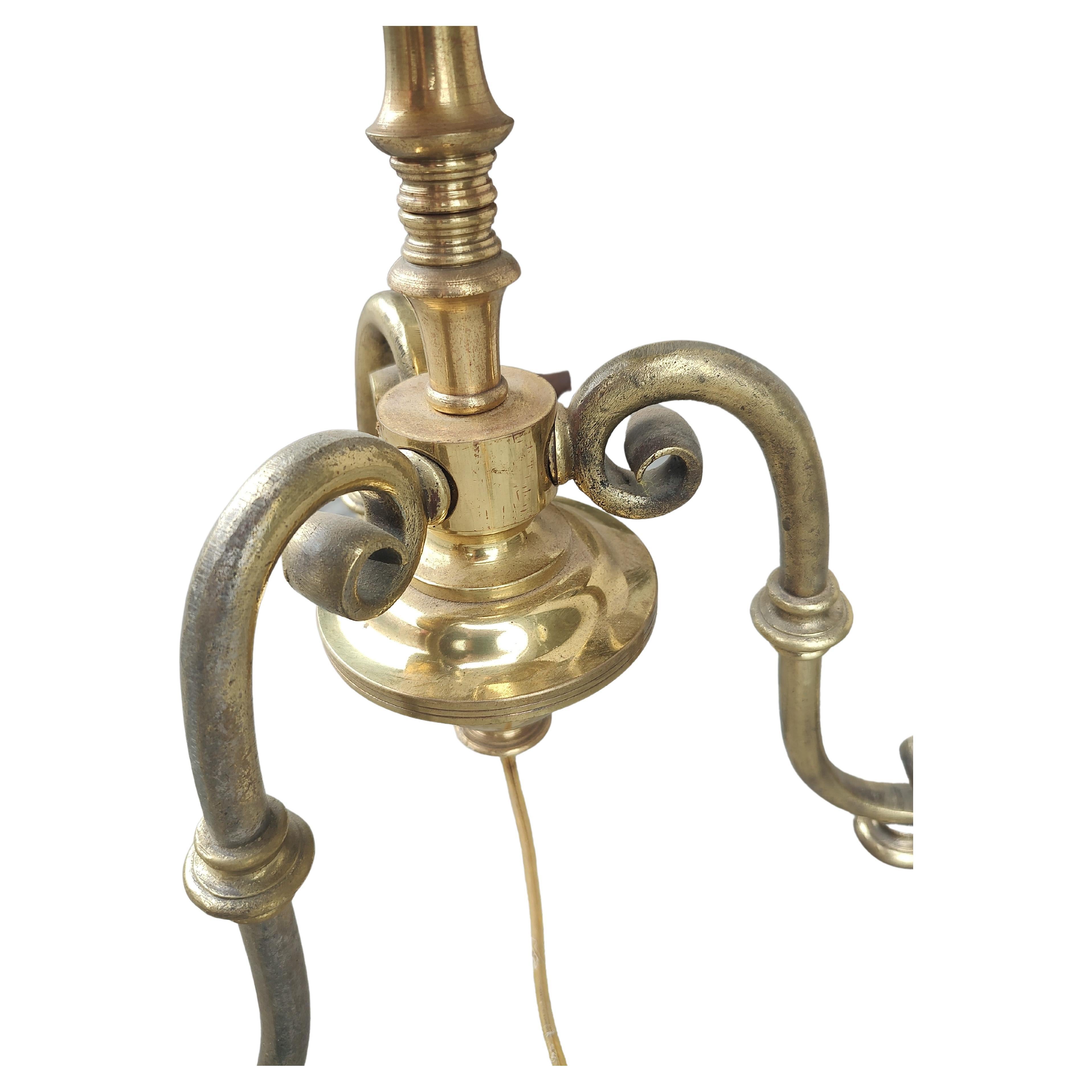 Beveled Mid Century Brass Sculptural English Regency Floor Lamp C1955 For Sale
