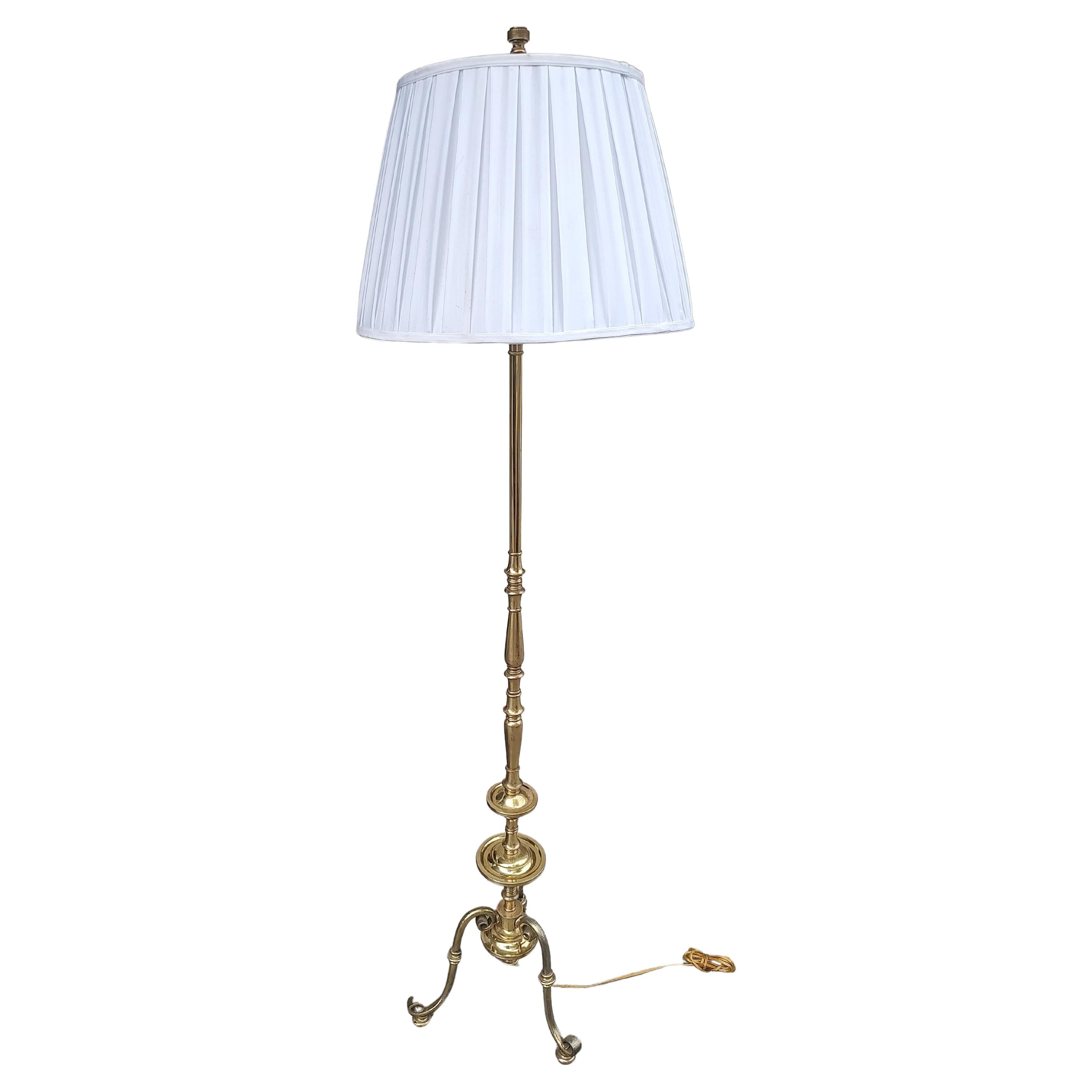 Mid Century Brass Sculptural English Regency Floor Lamp C1955 For Sale