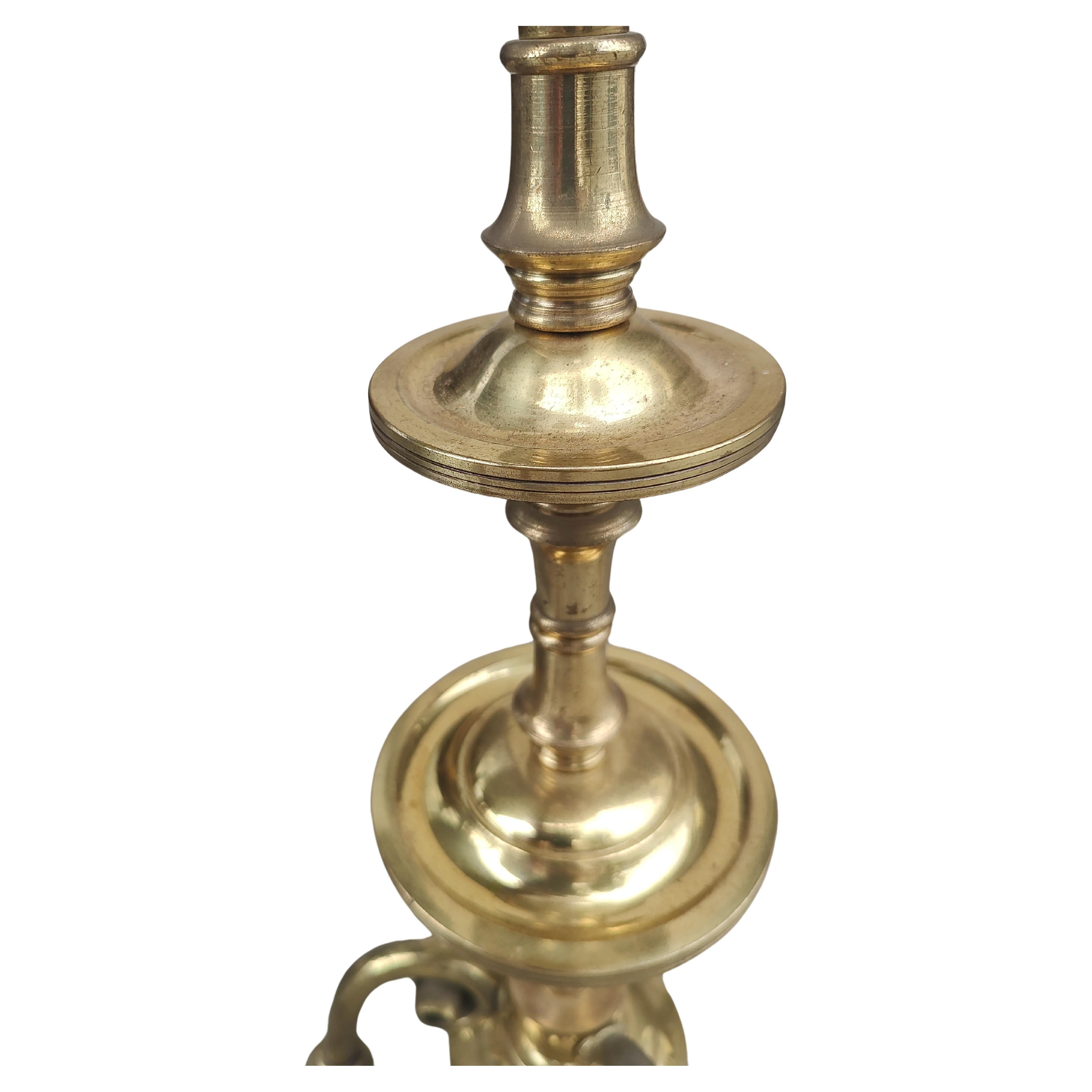 George I Mid Century Brass Sculptural English Regency Floor Lamp C1955 For Sale