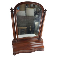 Antique English Regency Mahogany Large Tabletop Shaving Mirror 