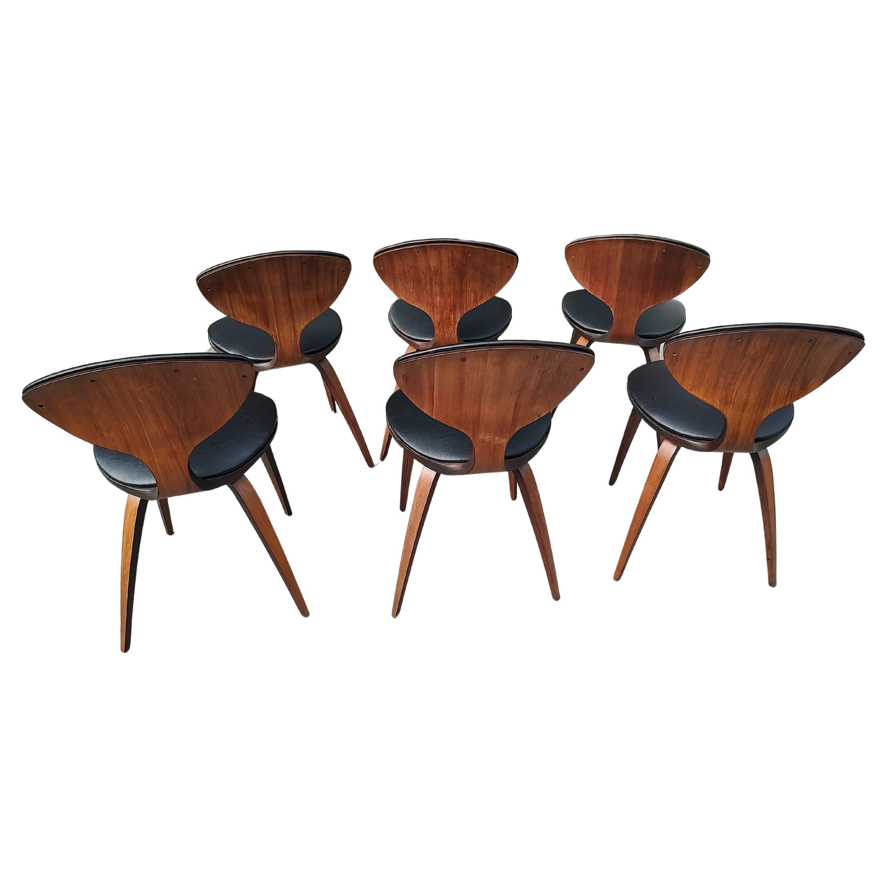 Mid Century Modern Set of 6 Original Norman Cherner Dining Chairs for Plycraft  In Good Condition For Sale In Port Jervis, NY