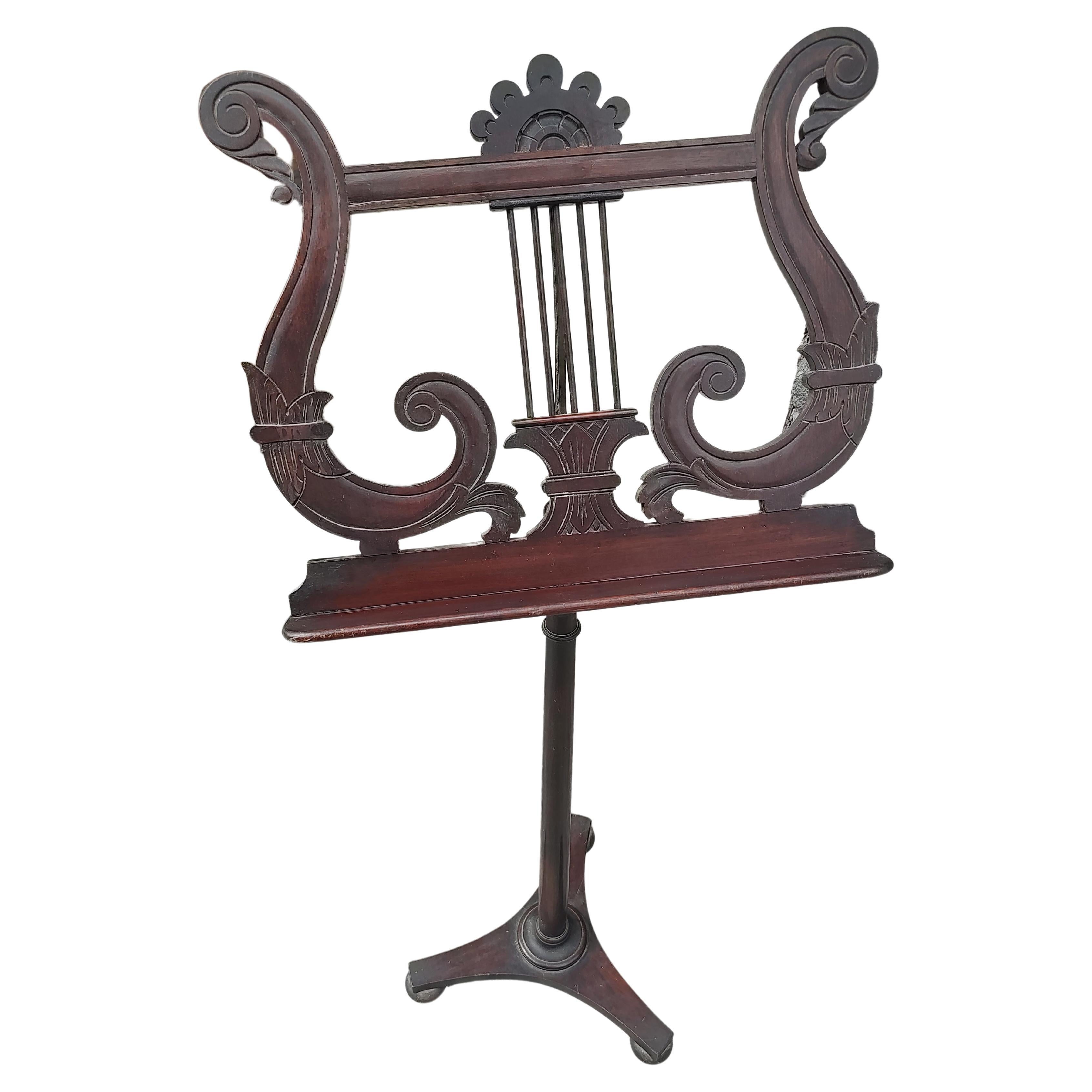 American Late Victorian Mahogany & Brass Music Stand Palmer N.Y. For Sale