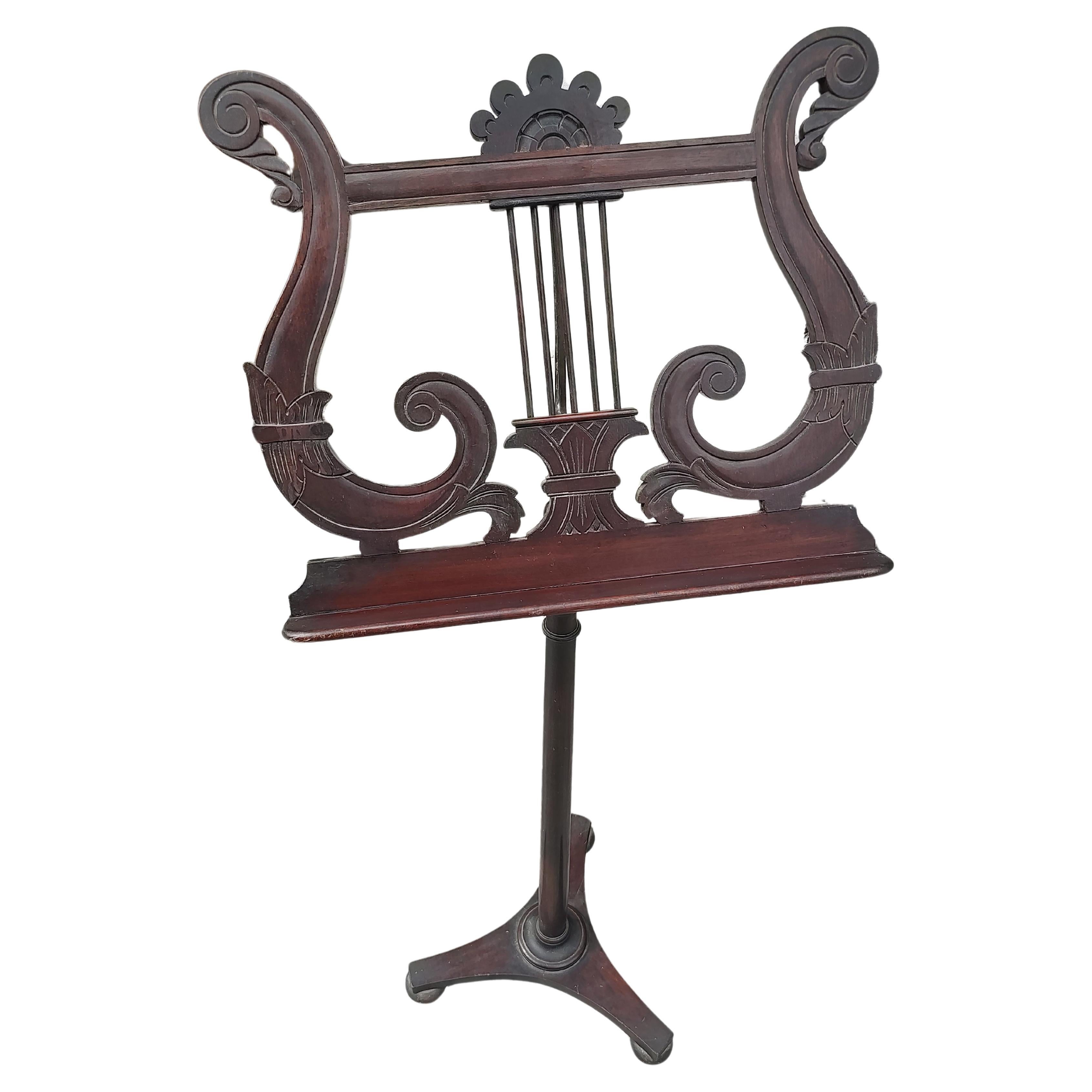 Late Victorian Mahogany & Brass Music Stand Palmer N.Y. For Sale