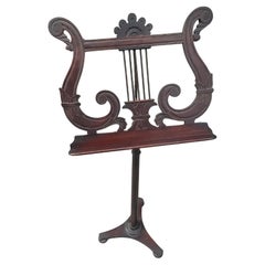 Antique Late Victorian Mahogany & Brass Music Stand Palmer N.Y.