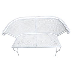 Mid Century Modern Iron Mesh Garden Bench attributed to Russell Woodard C1960