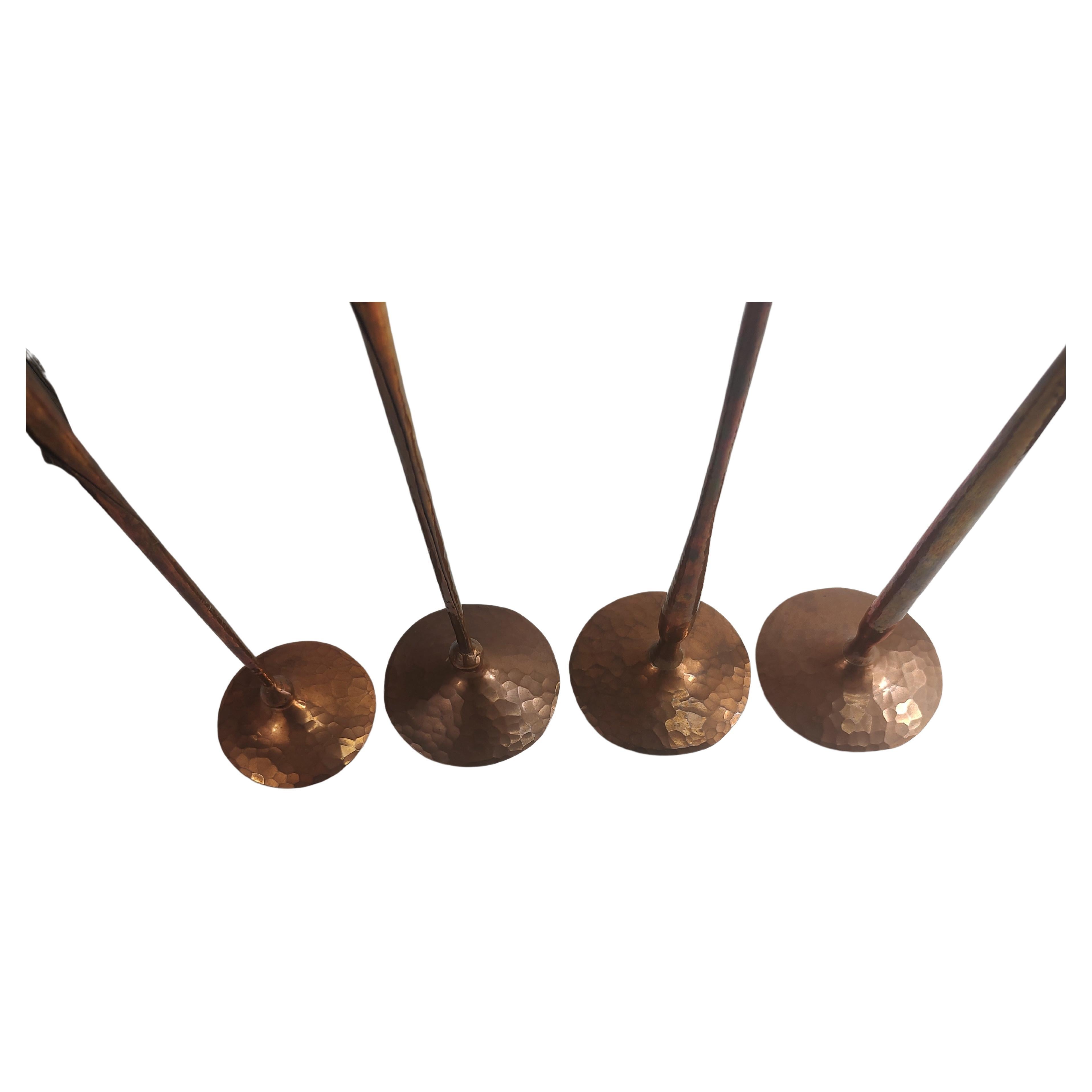 Hand Hammered & Polished Copper Candlesticks by Hessel Studios California  For Sale 1