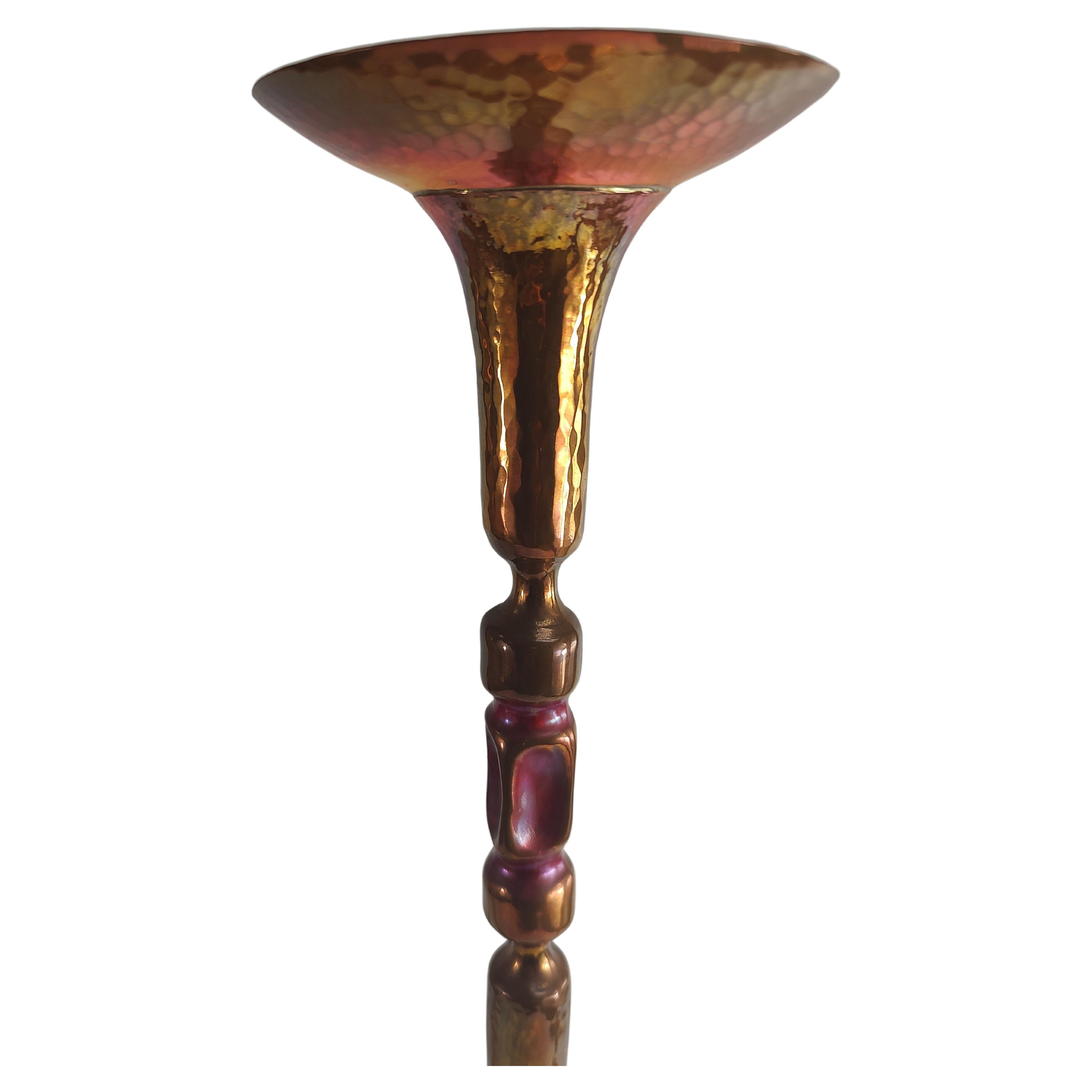 American Hand Hammered & Polished Copper Candlesticks by Hessel Studios California  For Sale