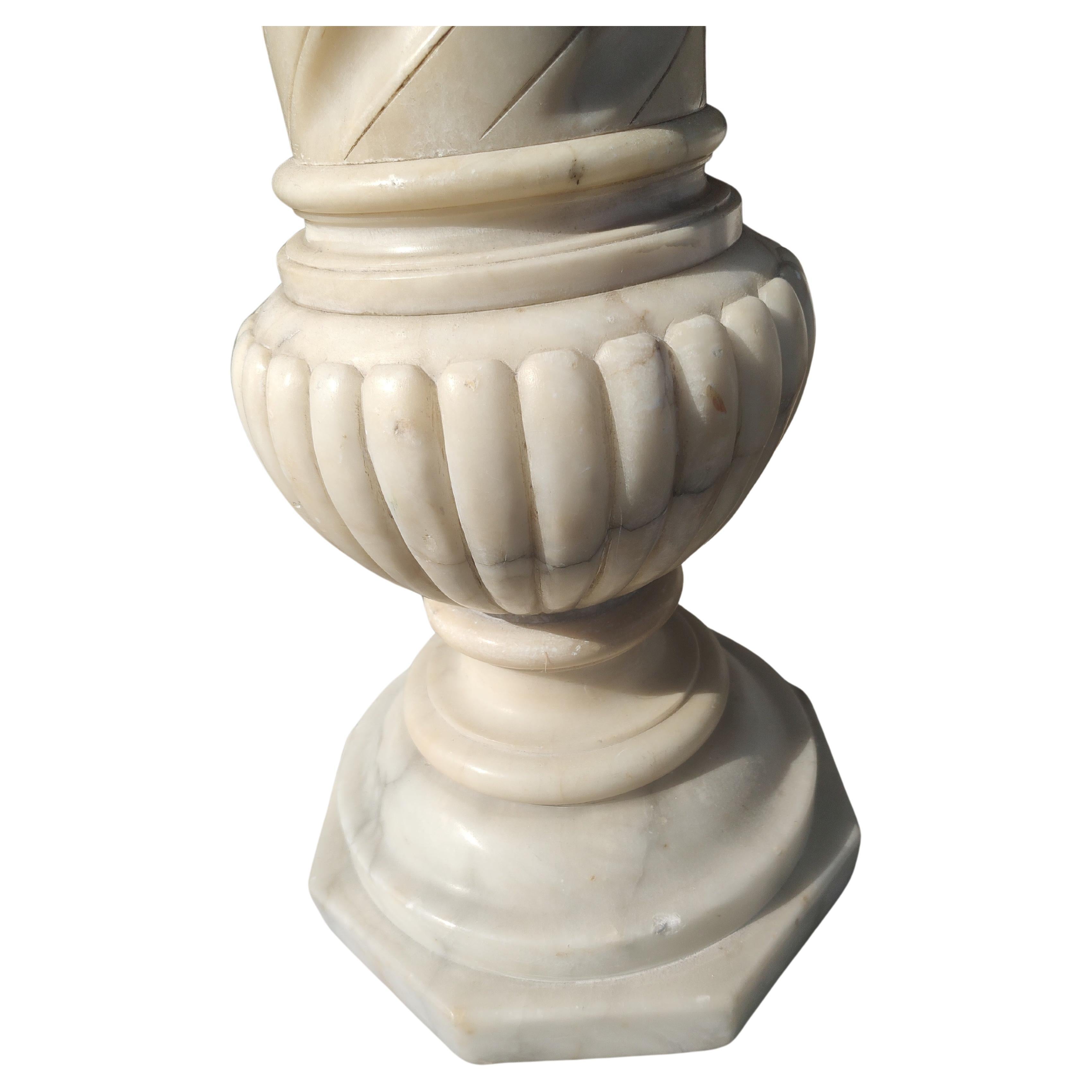 Early Italian Carved Carrara Marble Pedestal C1920 In Good Condition For Sale In Port Jervis, NY