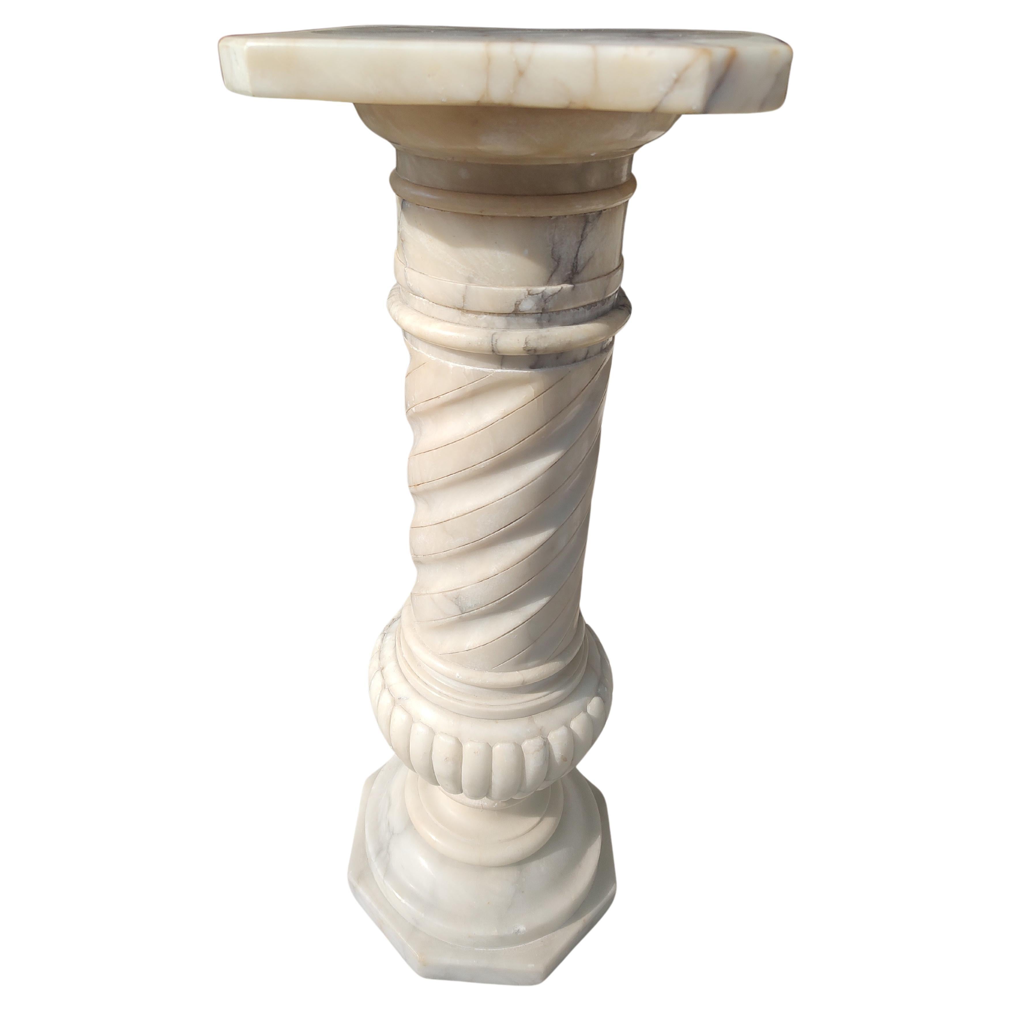 Hand-Carved Early Italian Carved Carrara Marble Pedestal C1920 For Sale