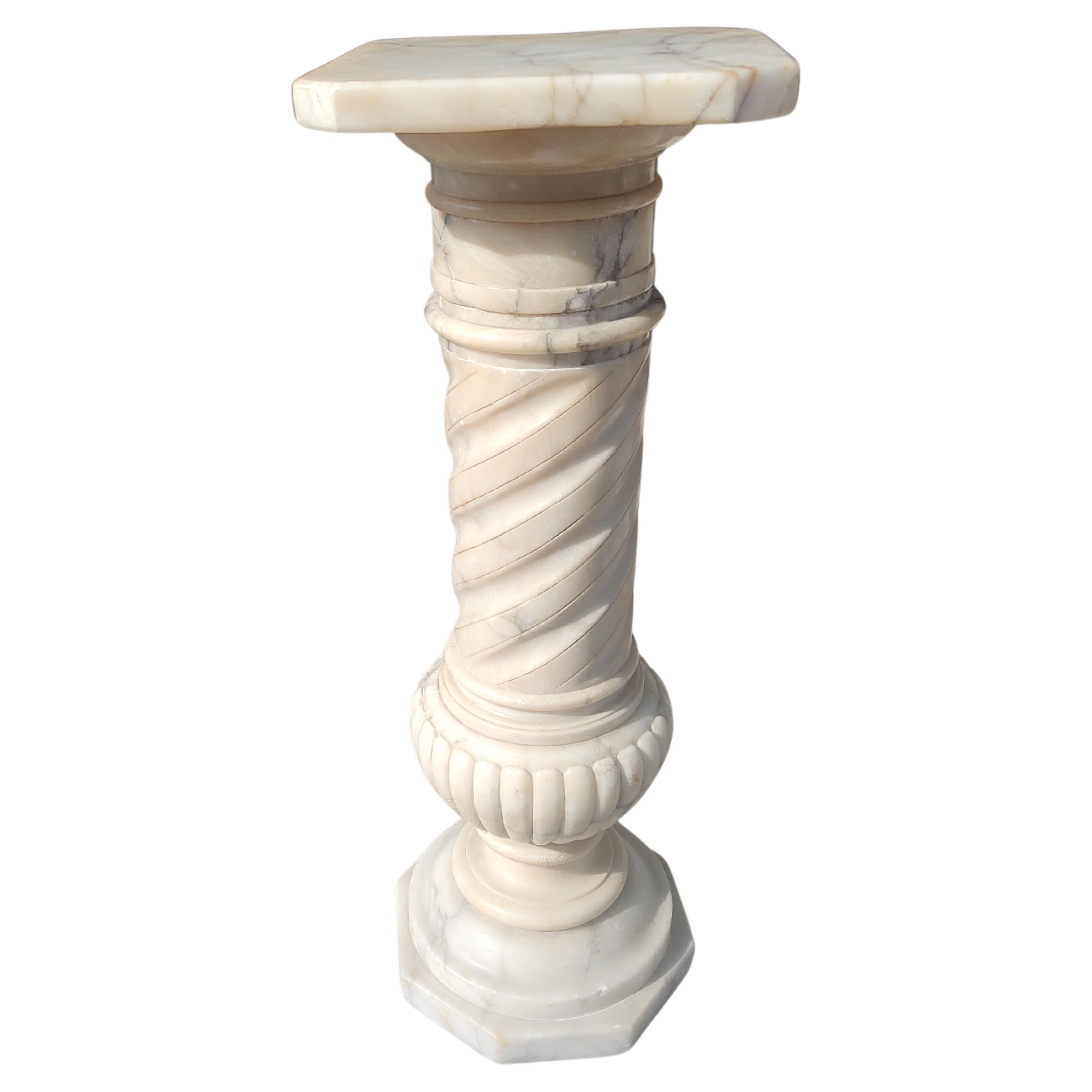 Early Italian Carved Carrara Marble Pedestal C1920 For Sale