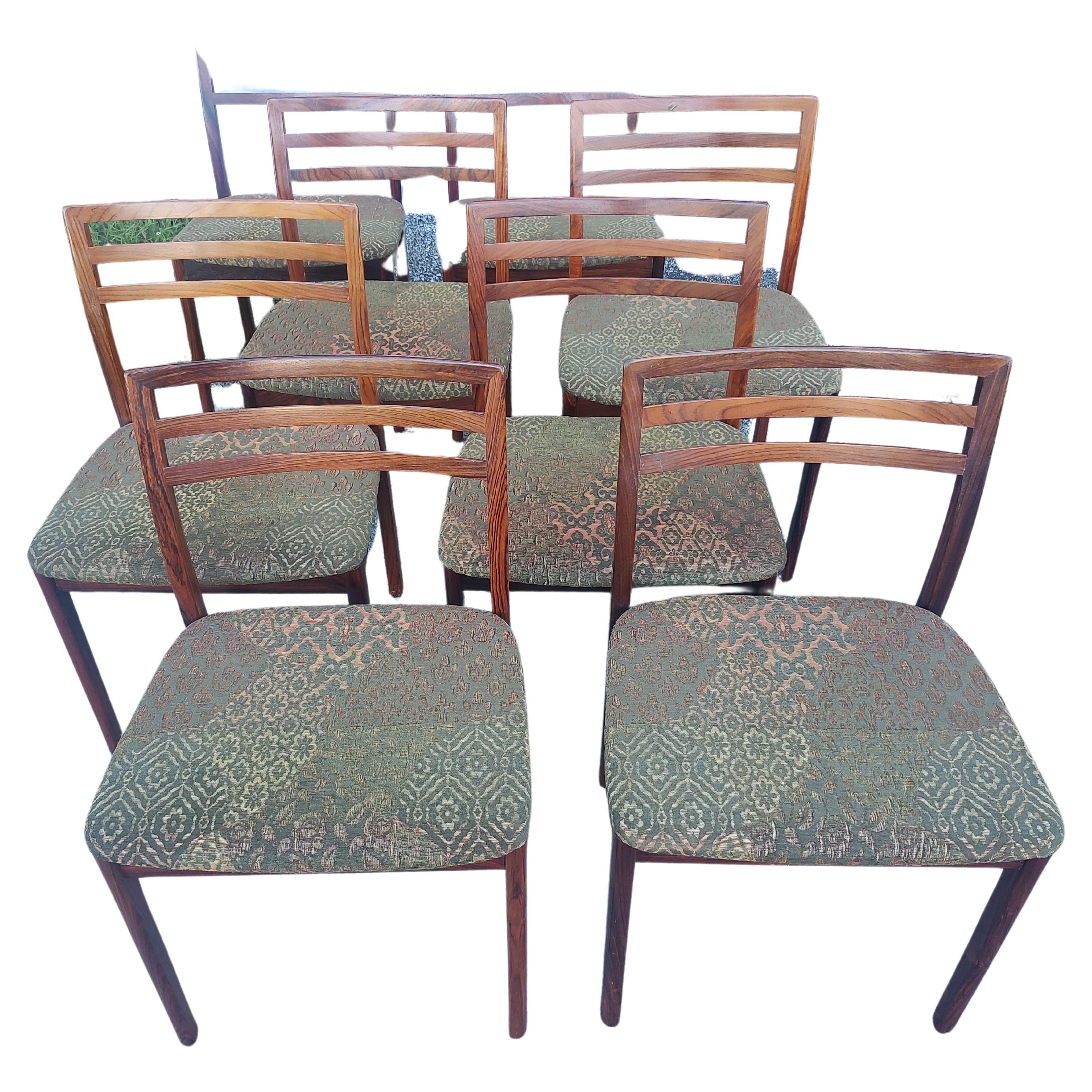 Eight Mid Century Danish Rosewood Ladderback Dining Chairs by Niels Moeller For Sale 6