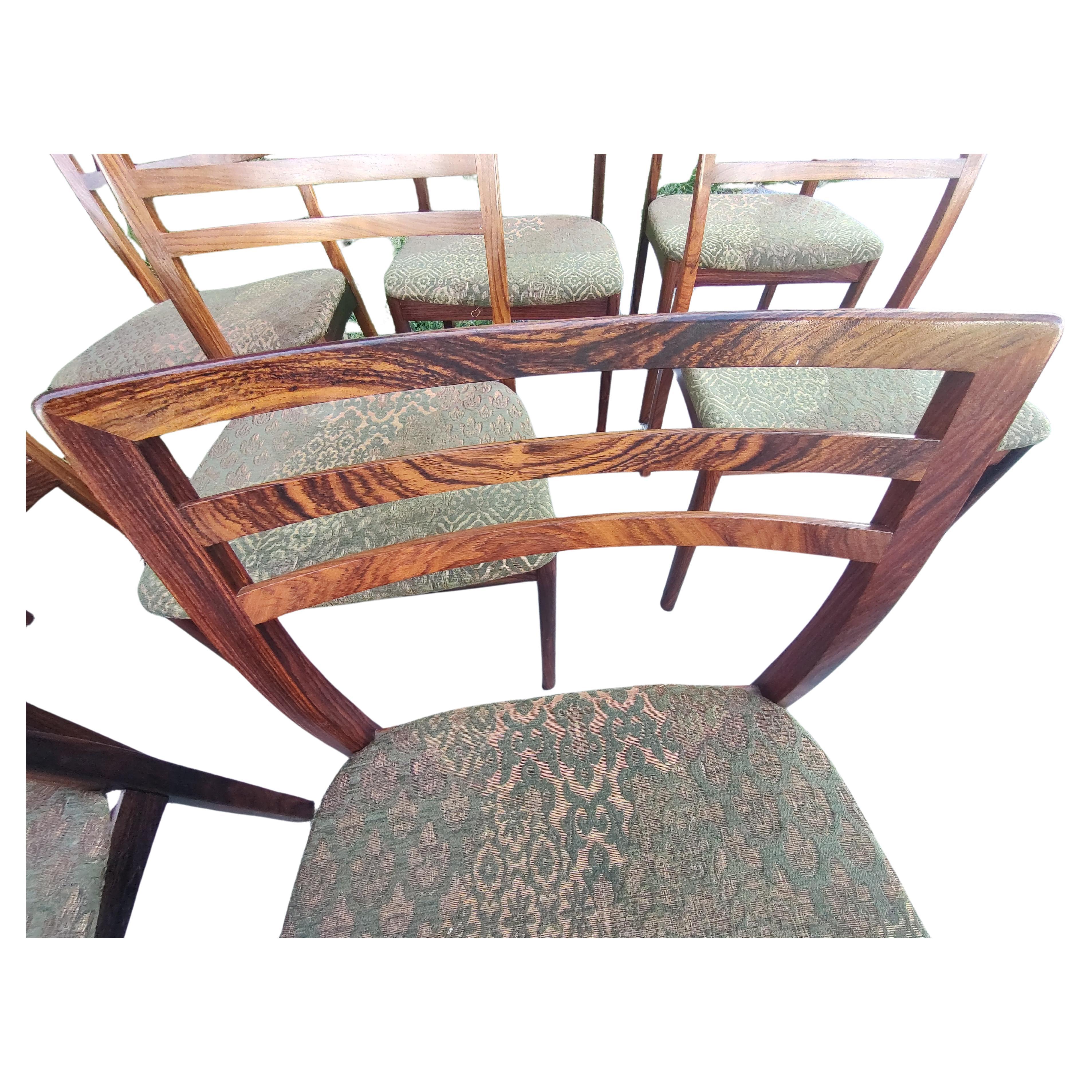 Eight Mid Century Danish Rosewood Ladderback Dining Chairs by Niels Moeller For Sale 1