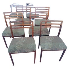 Vintage Eight Mid Century Danish Rosewood Ladderback Dining Chairs by Niels Moeller