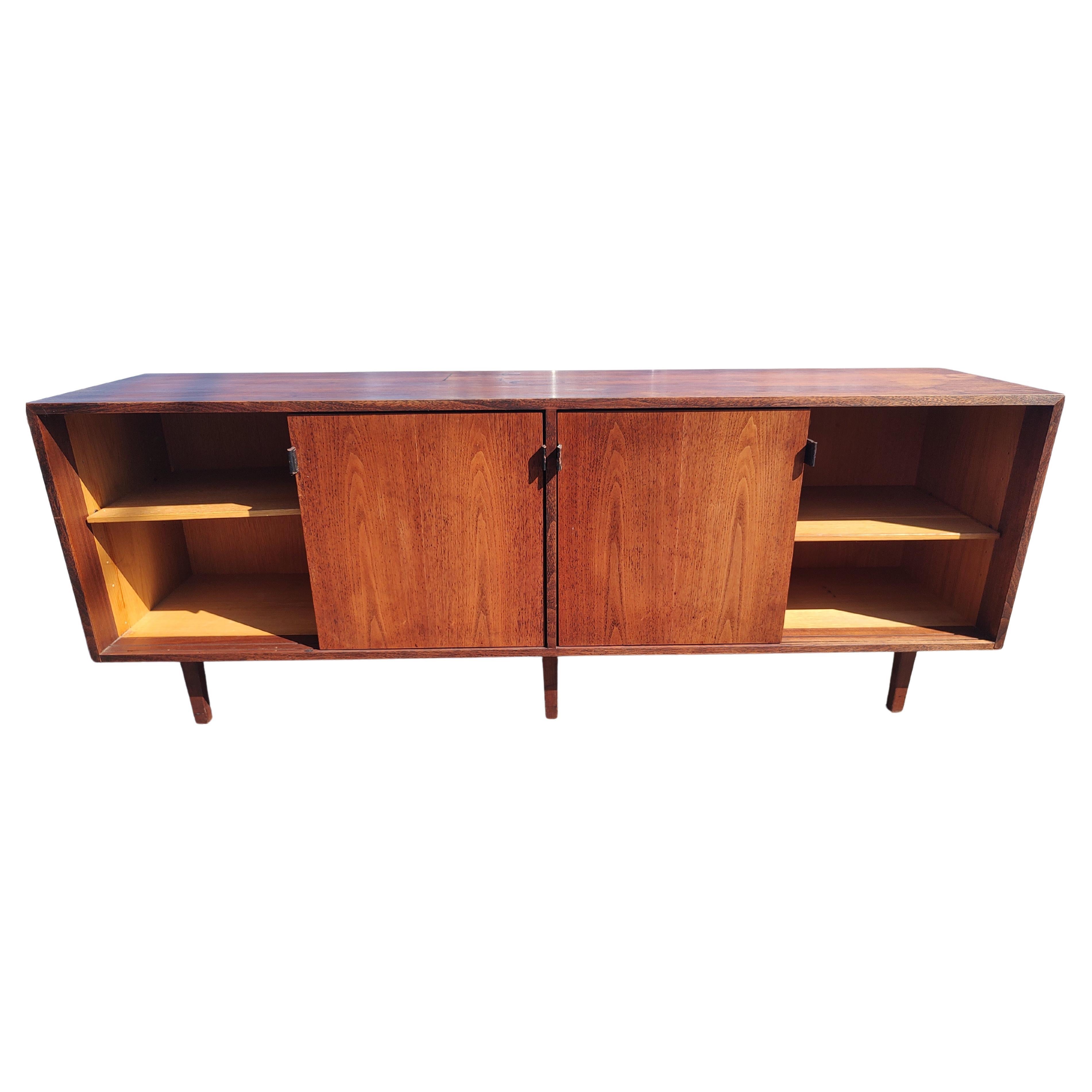 American Mid Century Modern 4 Door Early Walnut Credenza by Knoll For Sale