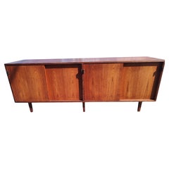 Vintage Mid Century Modern 4 Door Early Walnut Credenza by Knoll