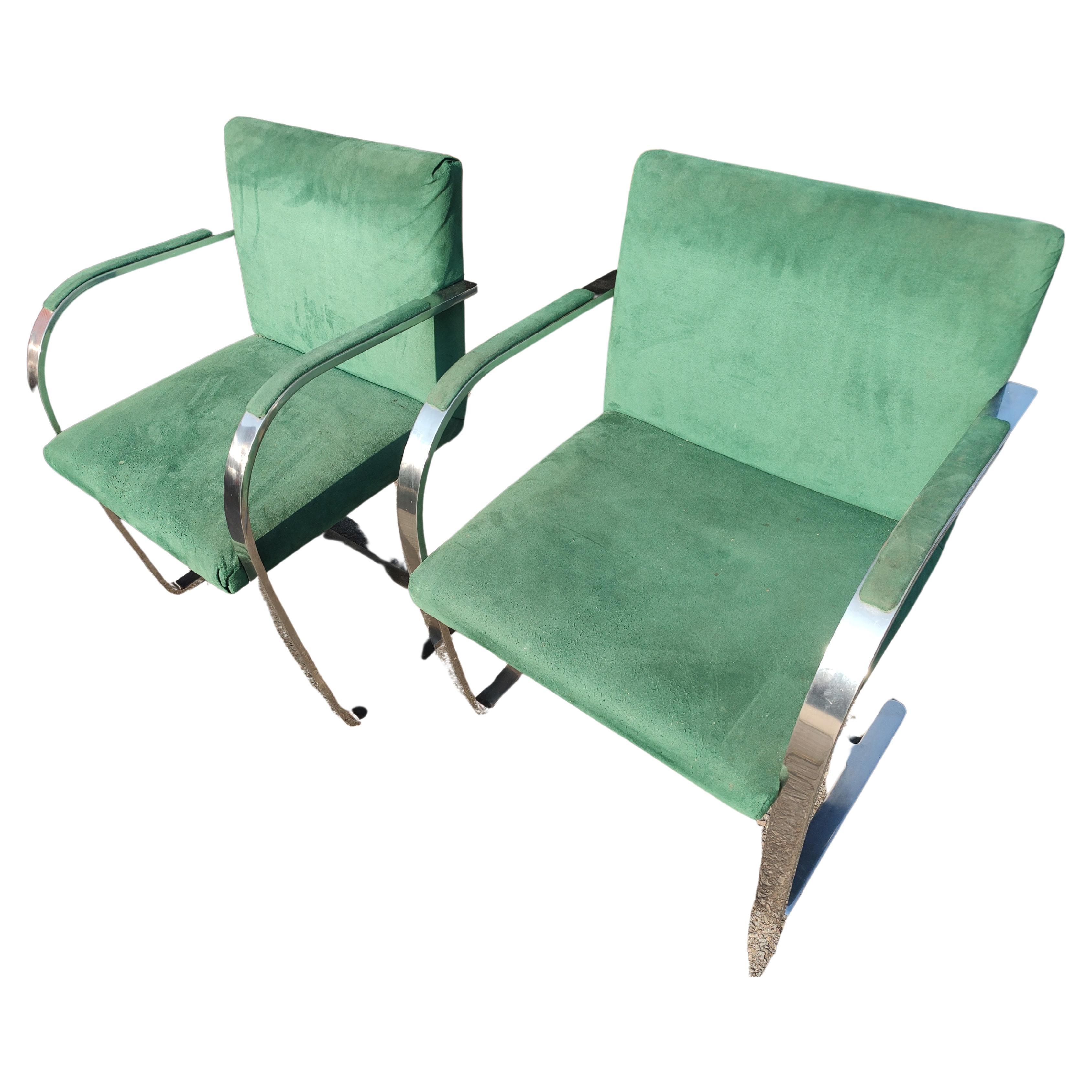 Hand-Crafted Pair of Mid Century Modern Bauhaus Styled Brno Chairs  Ludwig Mies van DerRohe  For Sale