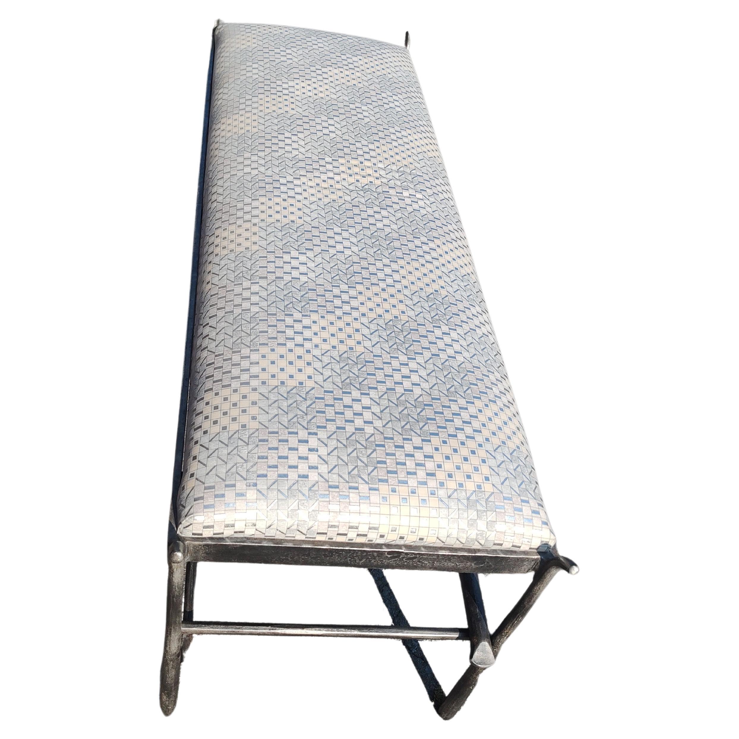 Hand-Crafted Late 20th Century Hand Forged Polished Steel Bench style of Alberto Giacommetti For Sale