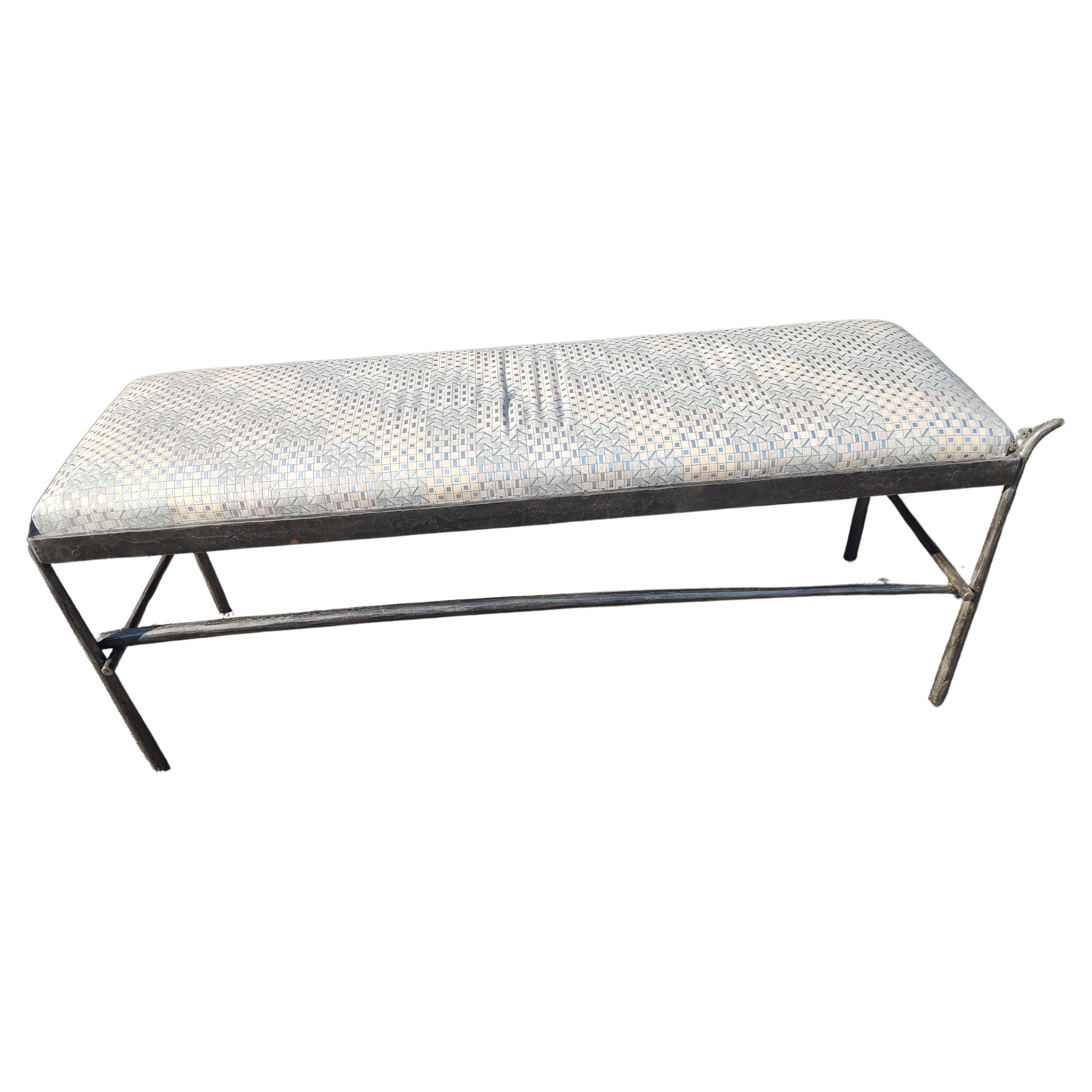 Late 20th Century Hand Forged Polished Steel Bench style of Alberto Giacommetti For Sale
