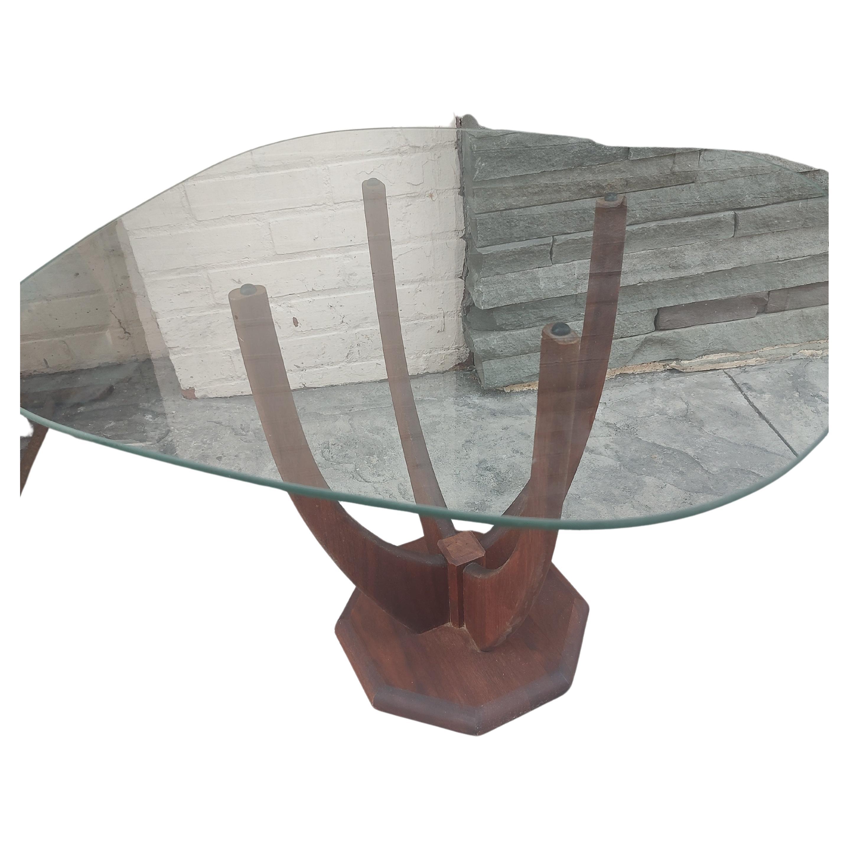American Mid Century Modern Adrian Pearsall Walnut with Glass Top End Table For Sale
