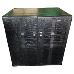Used Bar Cabinet in Faux Crocodile Leather by Serge De Troyer