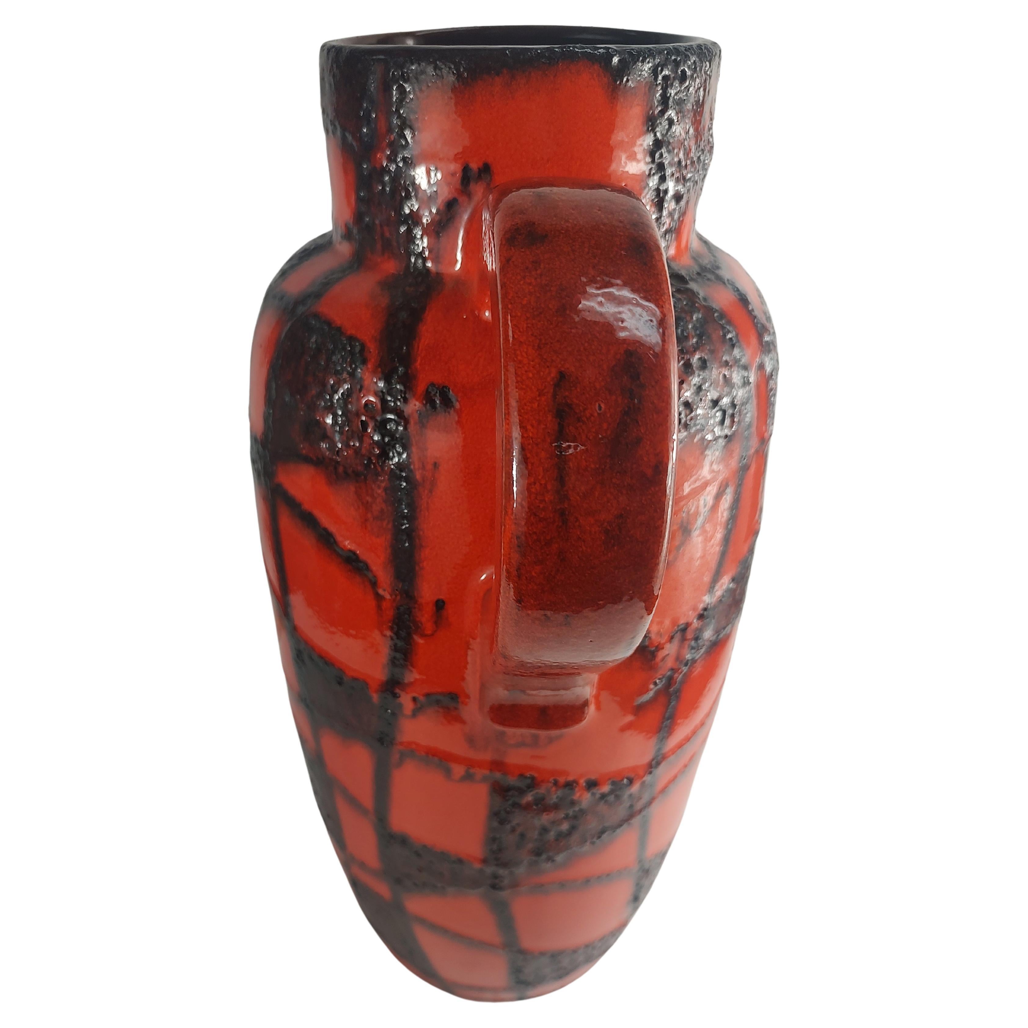 Glazed Mid Century Modern Sculptural West German Tall Vase by Scheurich c1955  For Sale