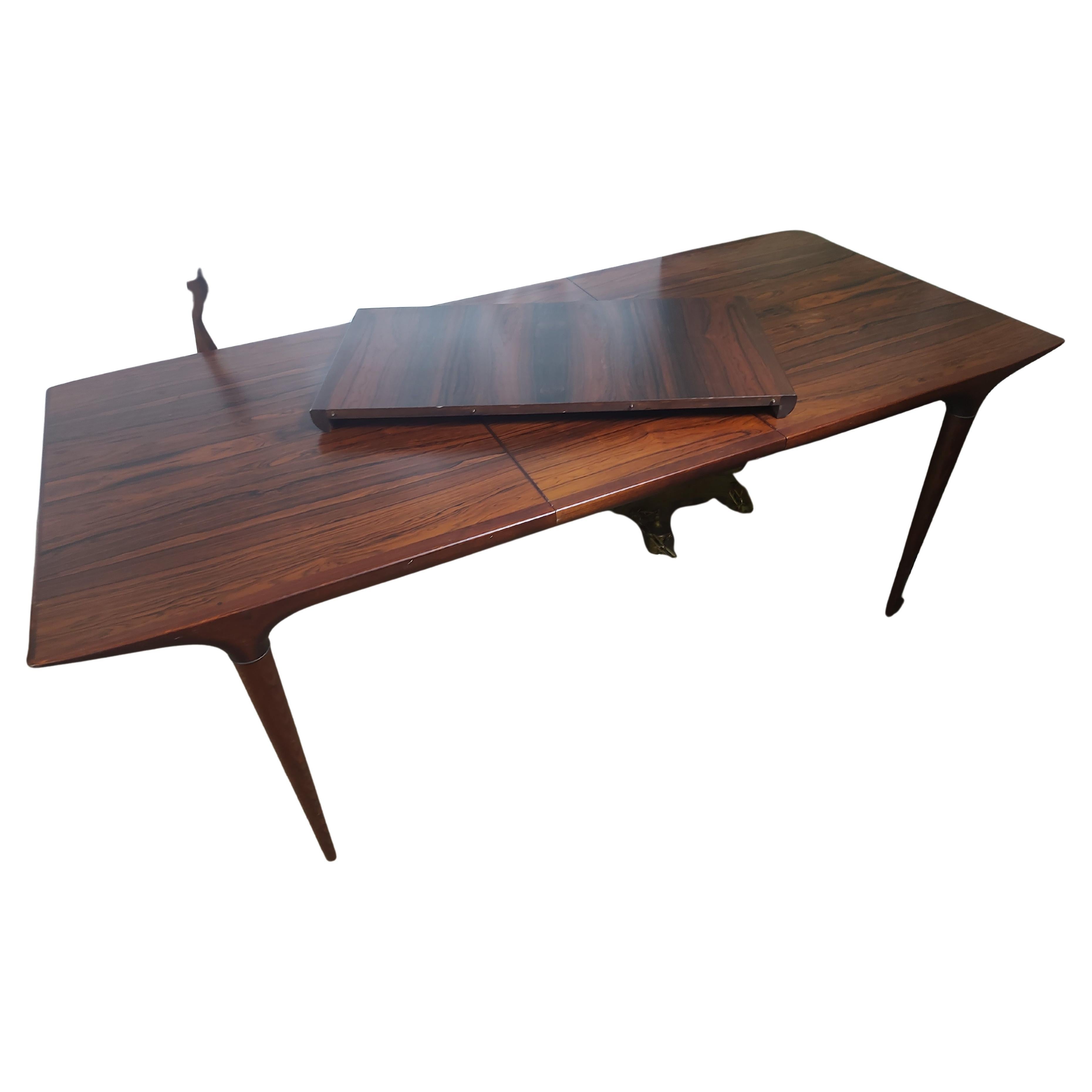 Hand-Crafted Mid Century Modern Rosewood Dining Table 2 Leafs by Seffle Sweden