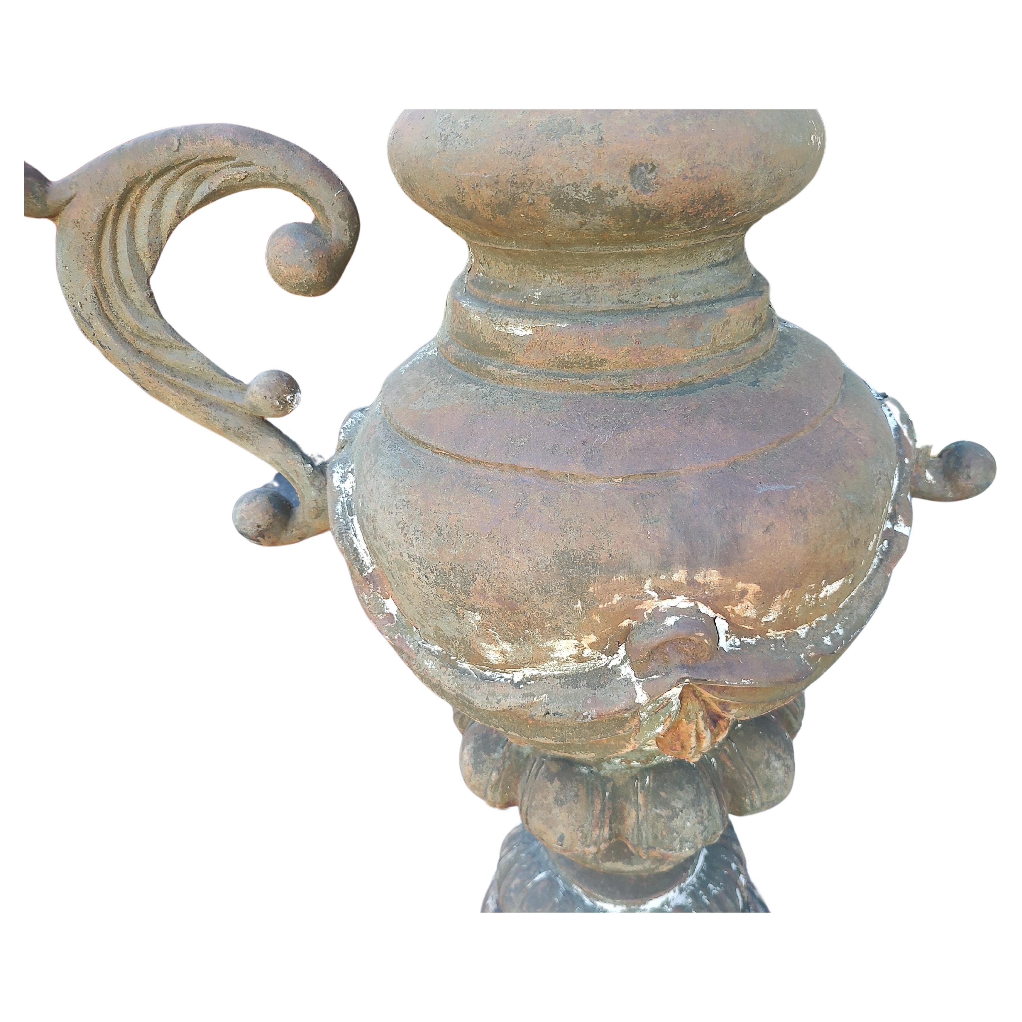 Victorian Large Cast Iron Finial Urn with Handle C1875 For Sale