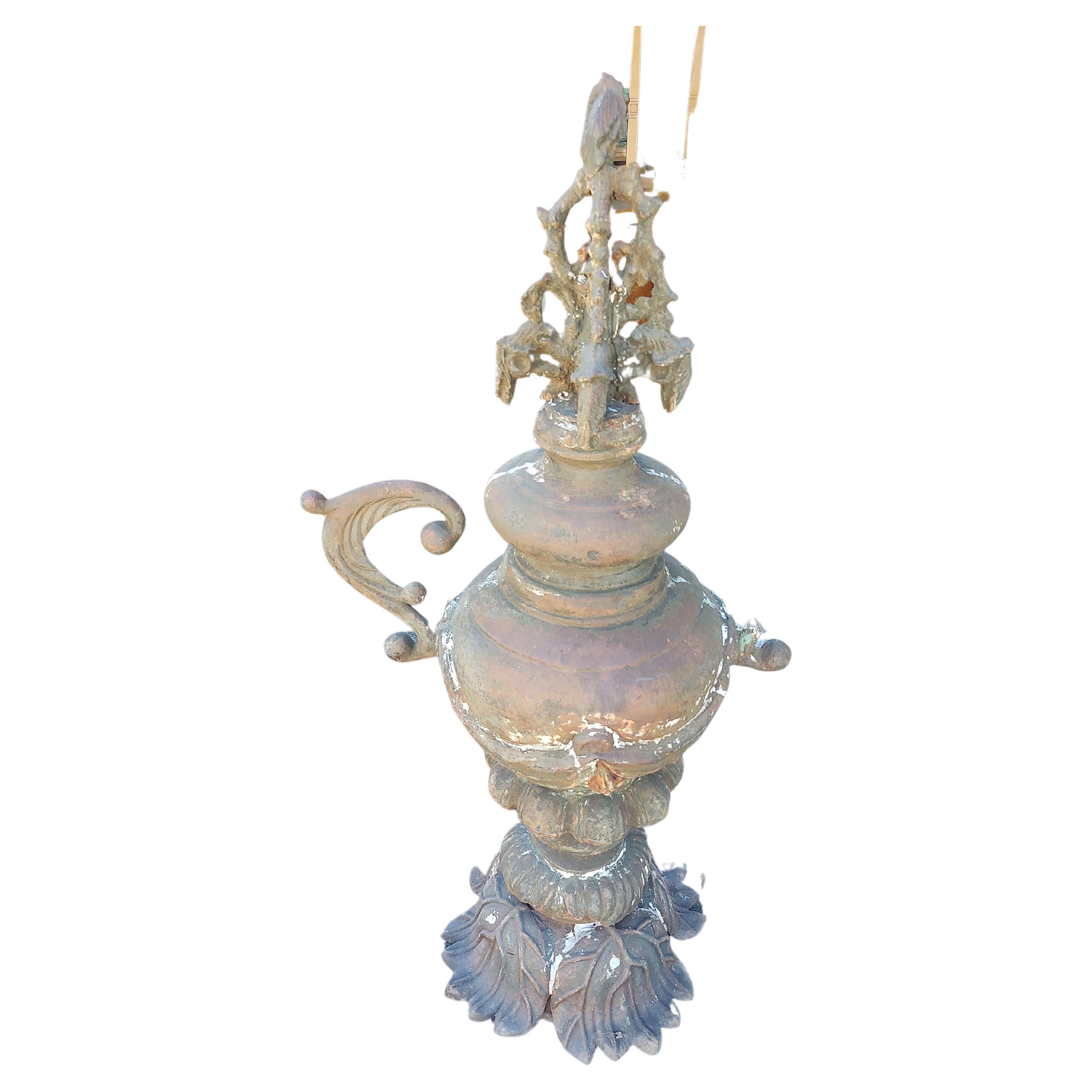 Large Cast Iron Finial Urn with Handle C1875 For Sale