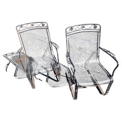 Vintage Pair (2) of Mid Century Modern Spring Lounge Chairs with Mesh Seat & Back