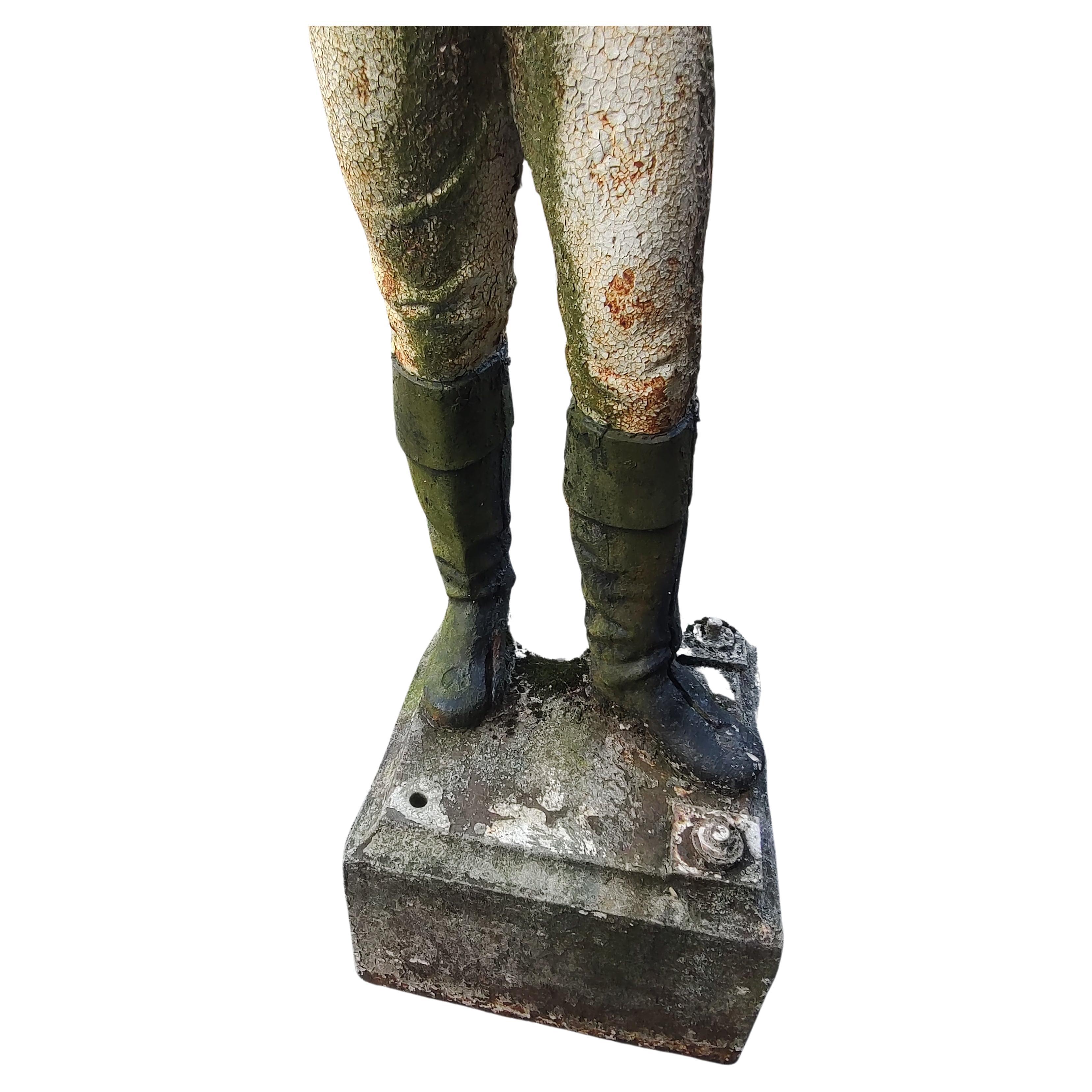 Late 19thC Cast Iron Lawn Jockey in Old Paint For Sale 1