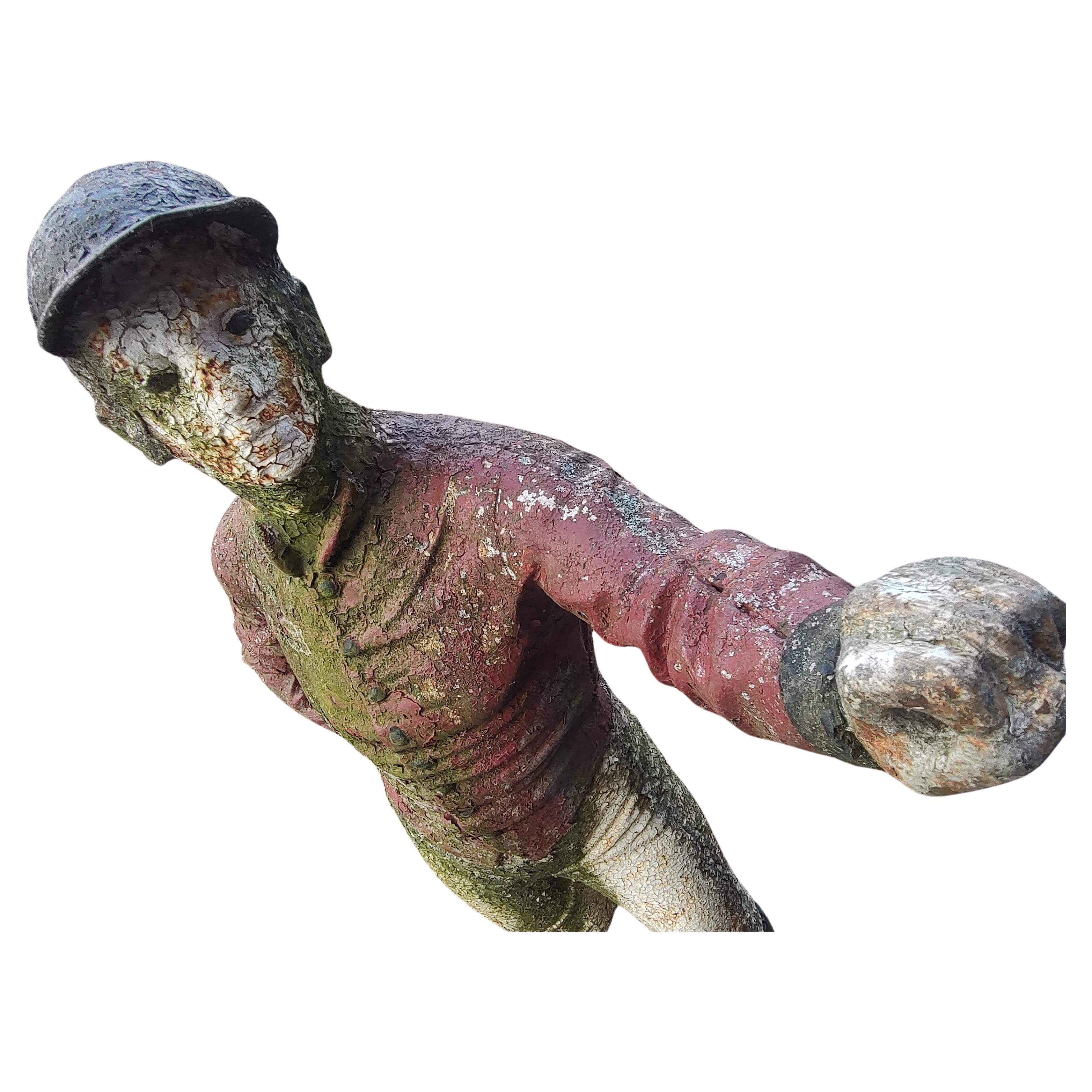 Late 19th Century Late 19thC Cast Iron Lawn Jockey in Old Paint For Sale