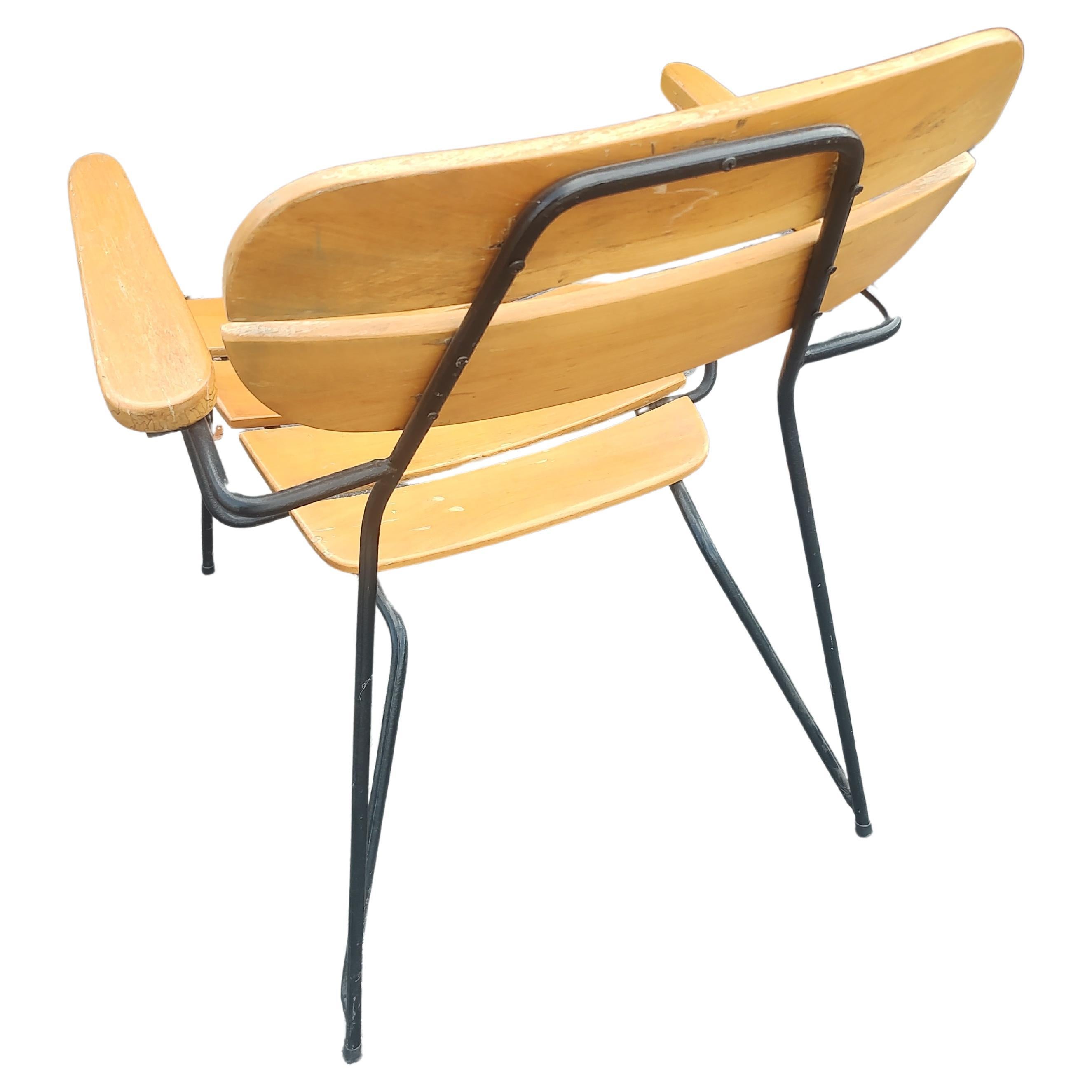 Forged  Mid Century Modern Iron & Wood Lounge Chairs by Martin Eisler & Carlo Hauner  For Sale