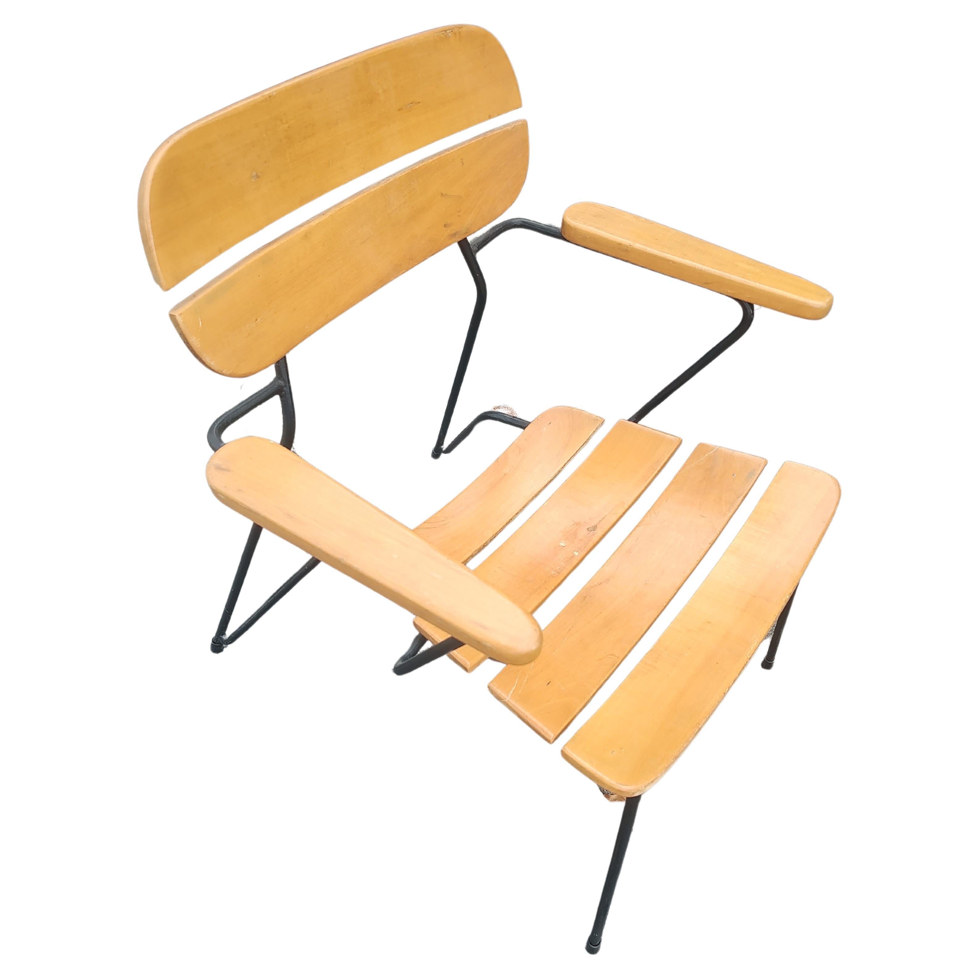 Mid-Century Modern  Mid Century Modern Iron & Wood Lounge Chairs by Martin Eisler & Carlo Hauner  For Sale