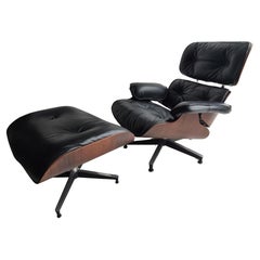Restored C1959 Eames Lounge Chair & Ottoman in Rosewood with Black Leather 