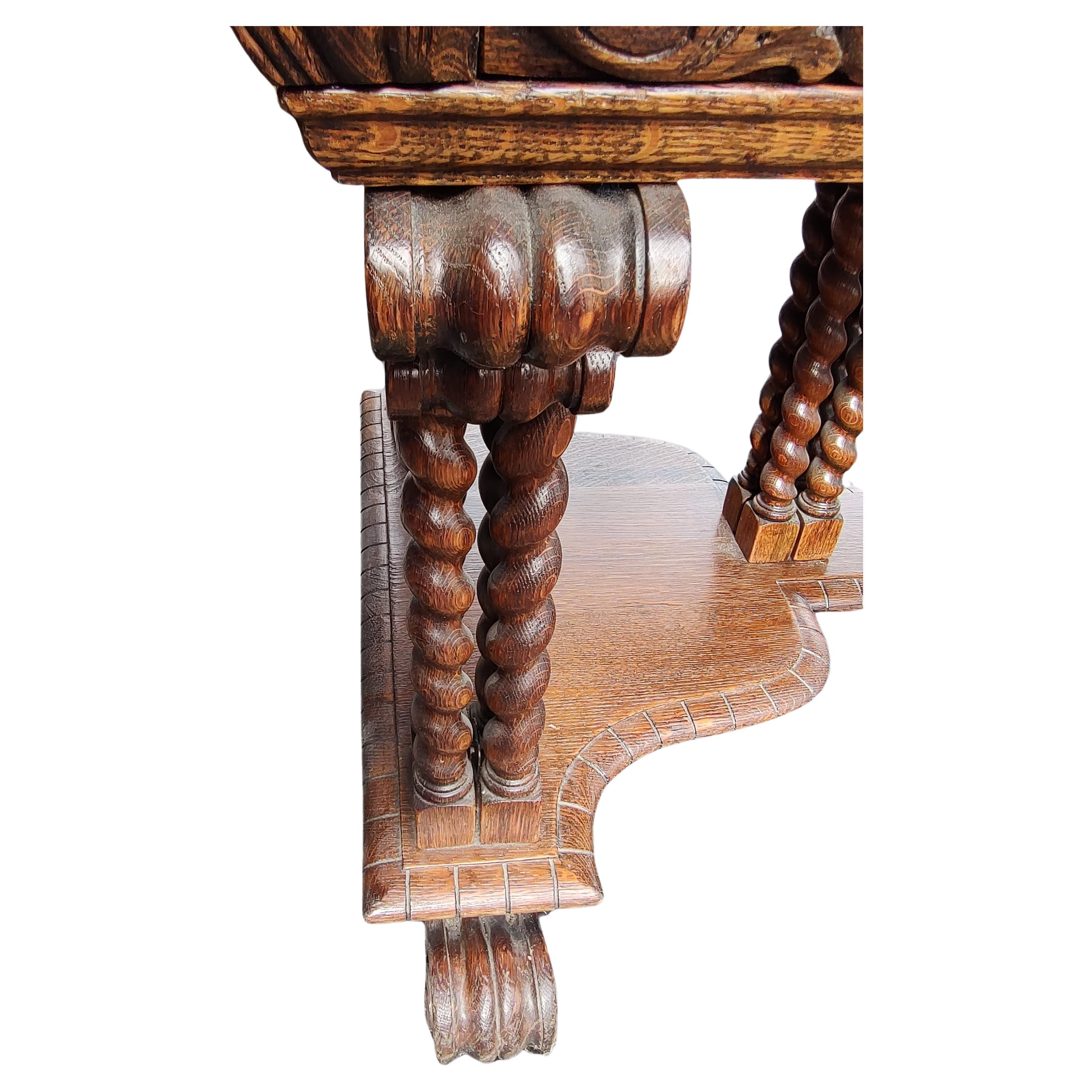 19th Century Large French Oak Library Conference Table Partners Desk For Sale 2