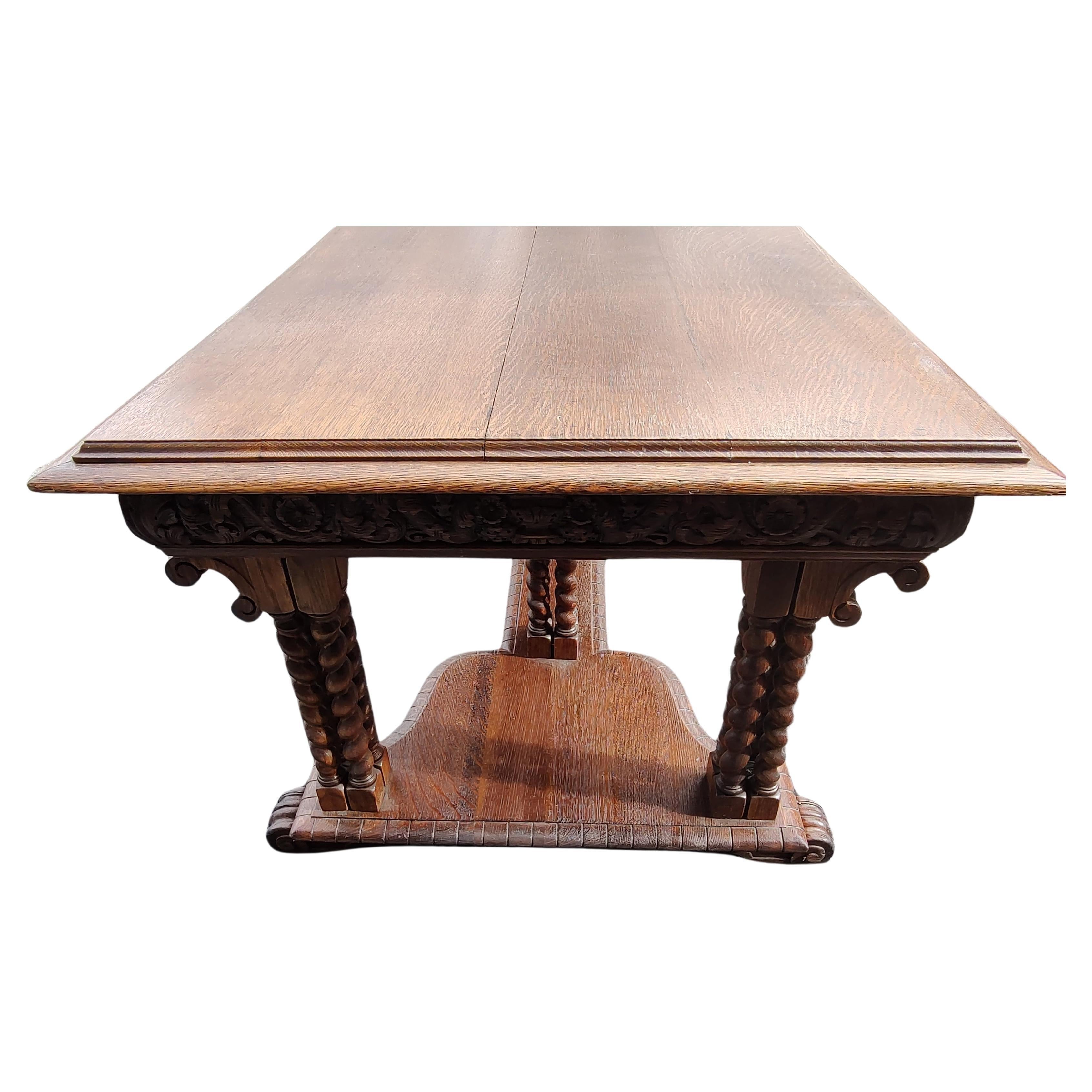 Grande table de conférence en chêne français du XIXe siècle pour bibliothèque Bureau des partenaires Bon état - En vente à Port Jervis, NY