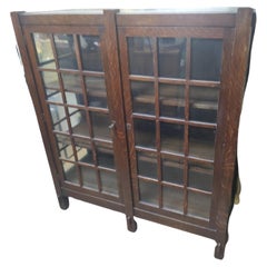 Used Arts & Crafts Mission Oak Two Door Bookcase China Closet C1910 Original Finish