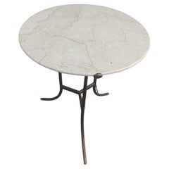 Retro Mid Century Modern Side Table w Polished Marble Top by Cedric Hartman 