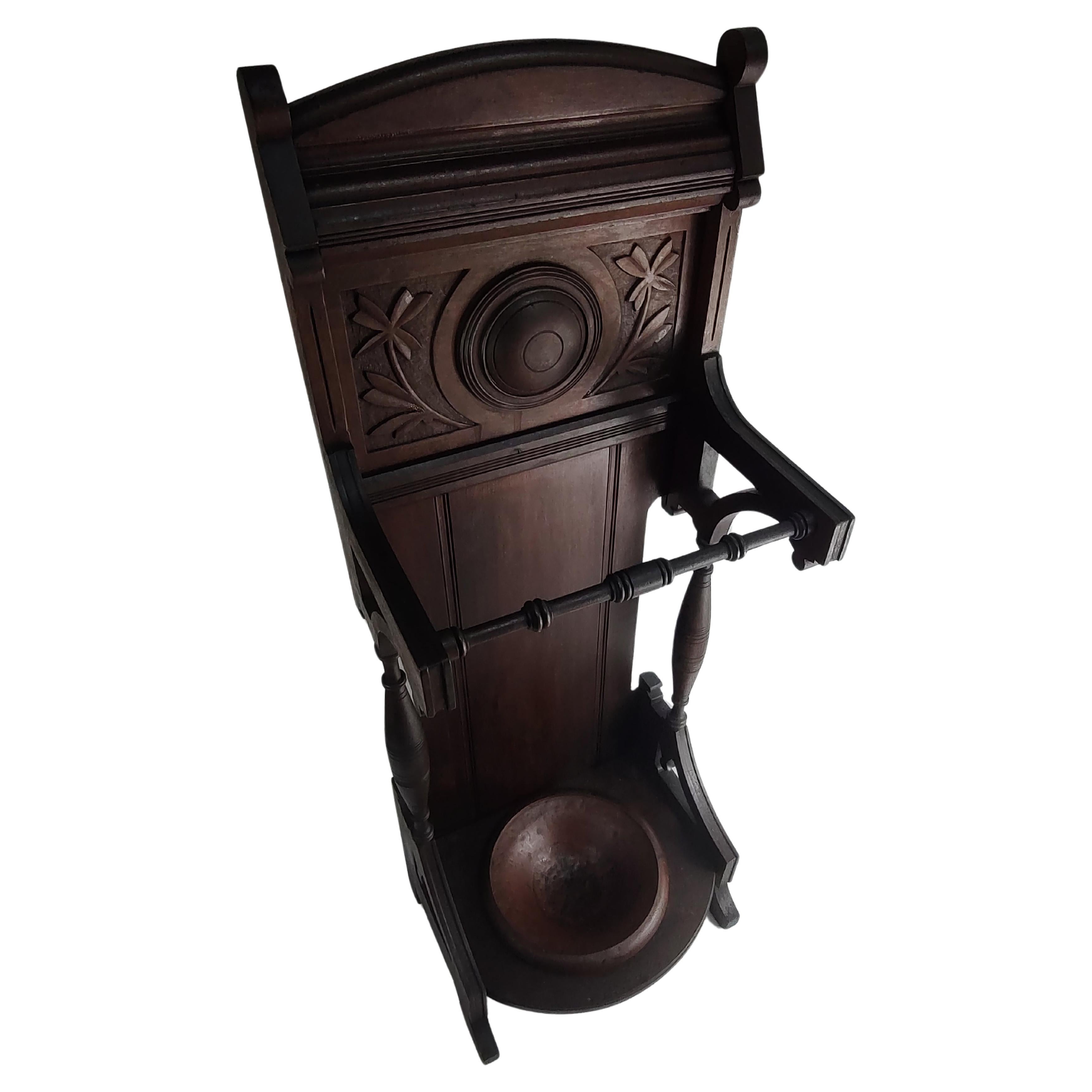 C1880 Mahogany Cane & Umbrella Stand with Copper Drip Tray For Sale