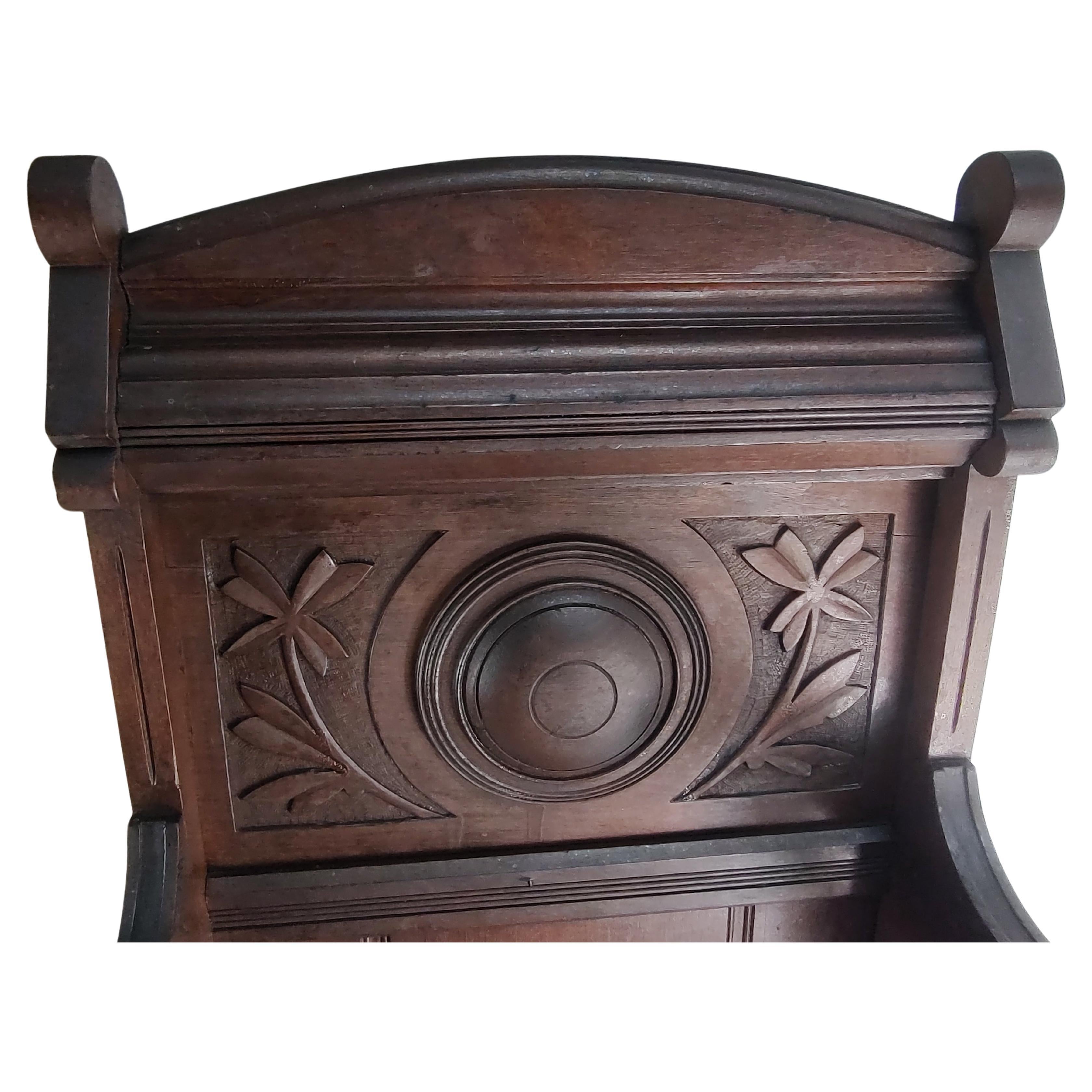 Aesthetic Movement C1880 Mahogany Cane & Umbrella Stand with Copper Drip Tray For Sale