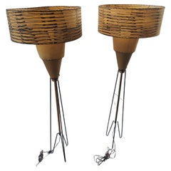Retro Pair of Mid Century Modern C1950s Floor Lamps Atomic Towers by Majestic Lamp Co.