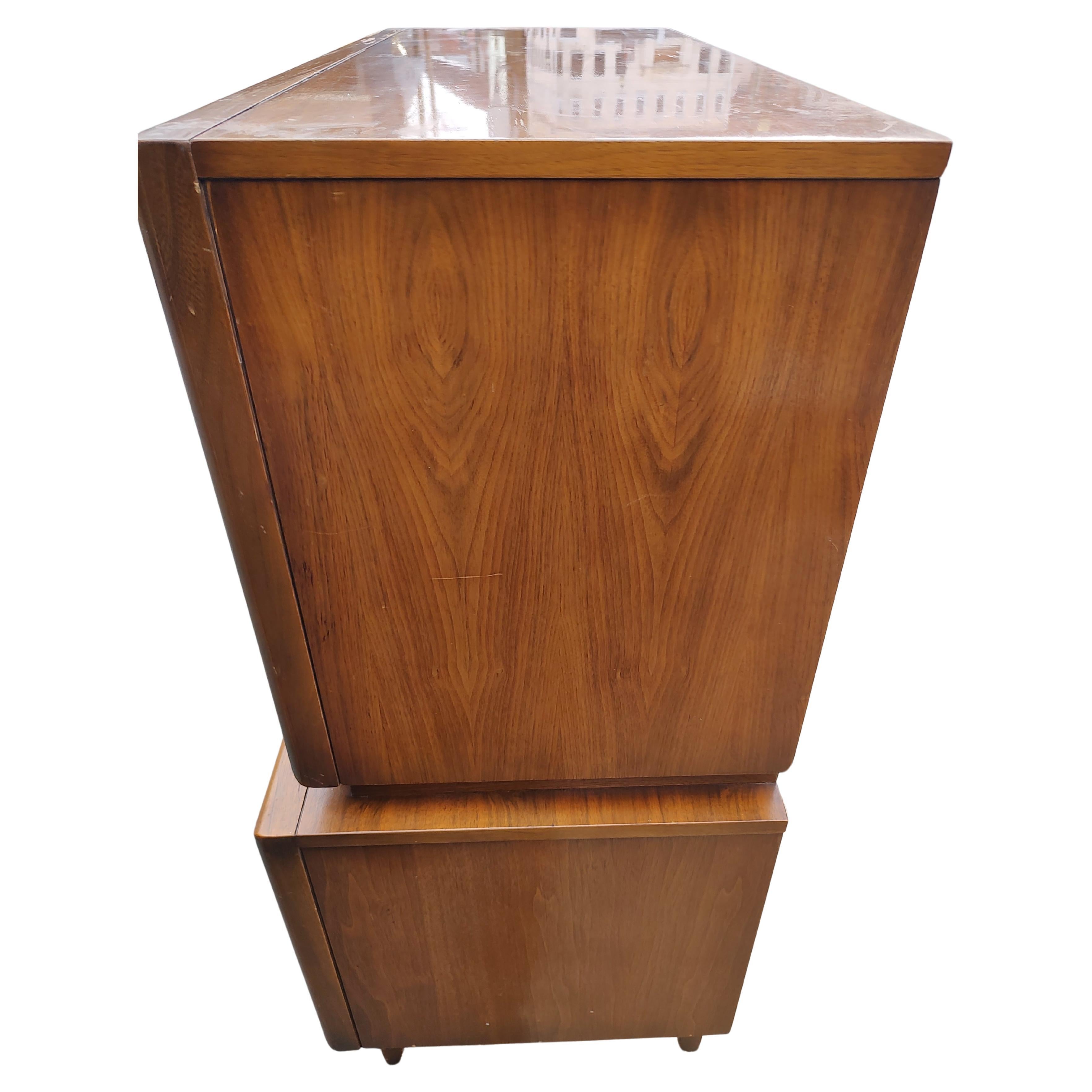Mid-Century Modern Mid Century Modern Diamond Faced Walnut Highboy Dresser by United Furniture  For Sale
