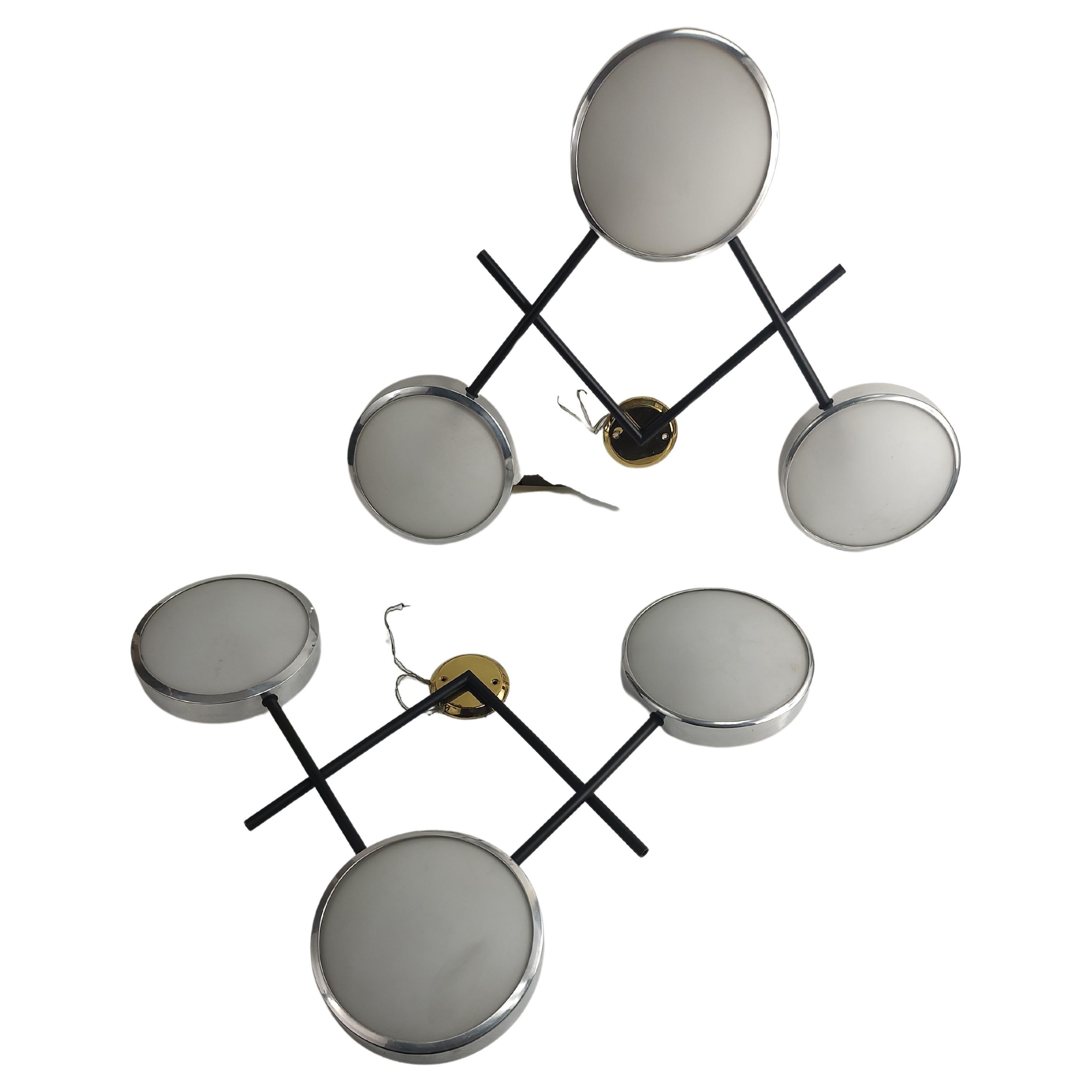 Pair of Stilnovo Mid Century Modern Triple light Wall Sconces C1958 For Sale